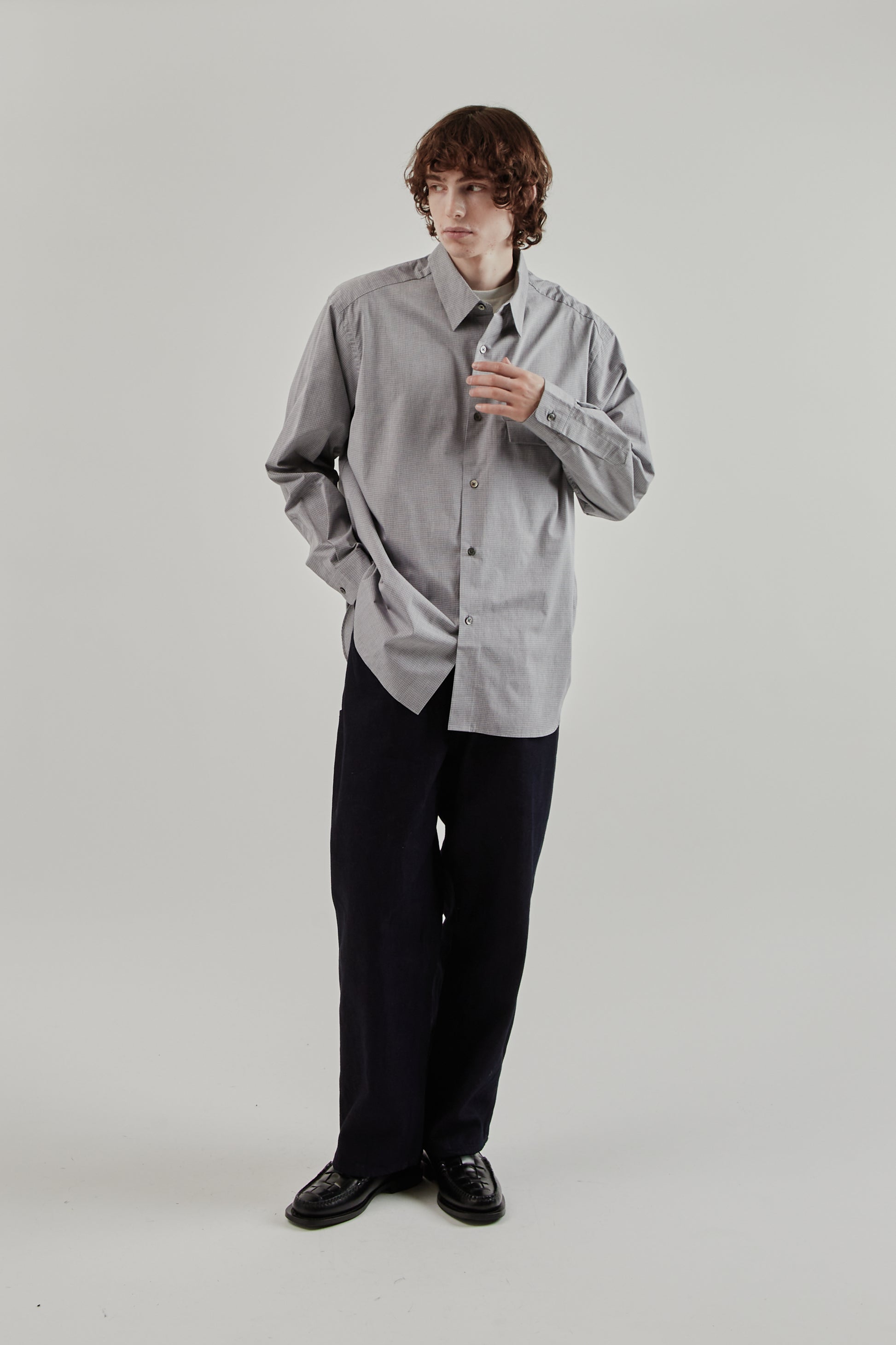 Still By Hand FW25 Oversized Shirt Grey Check 10