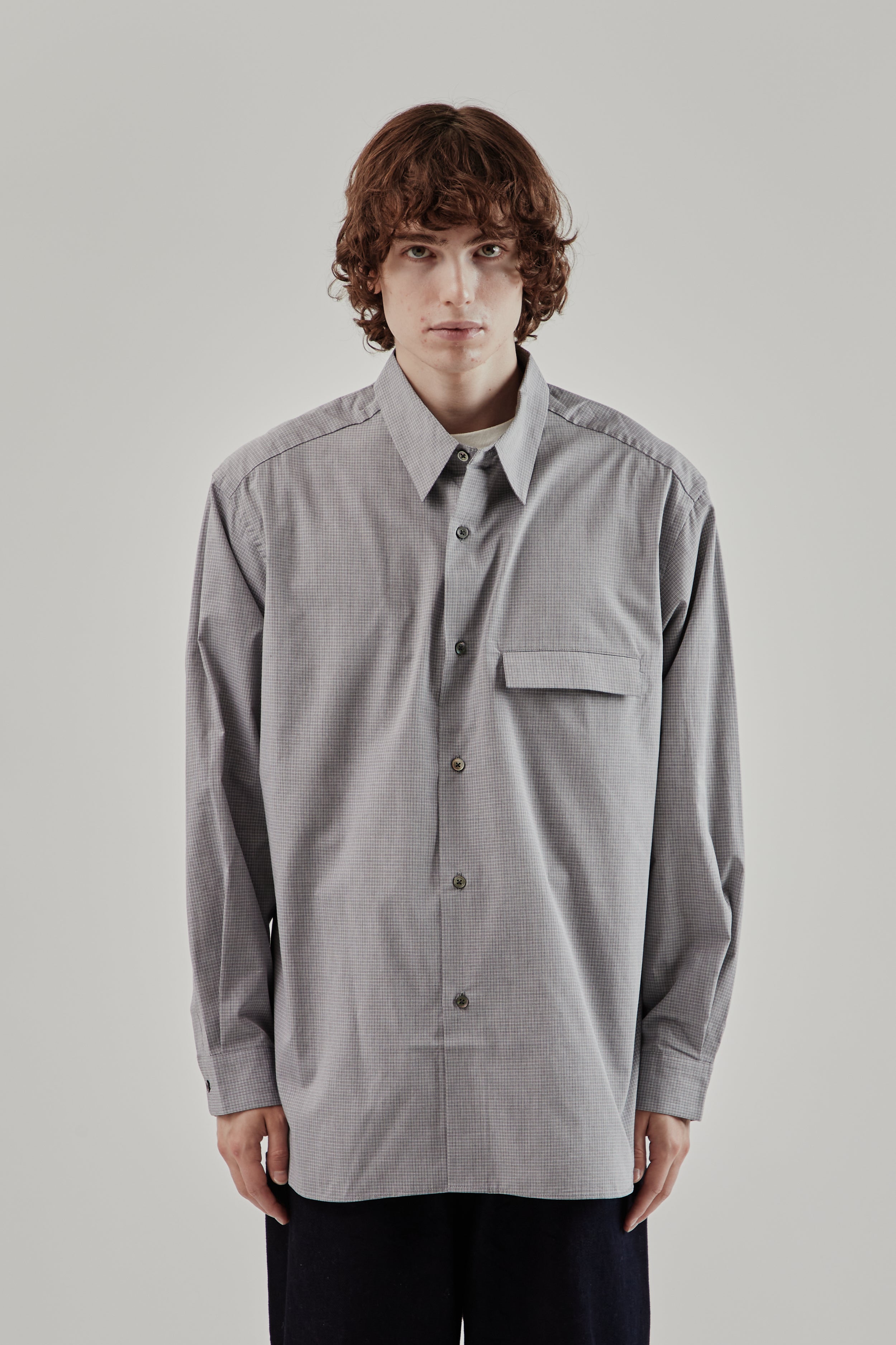 Still By Hand Oversized Shirt - Grey Check | Wallace
