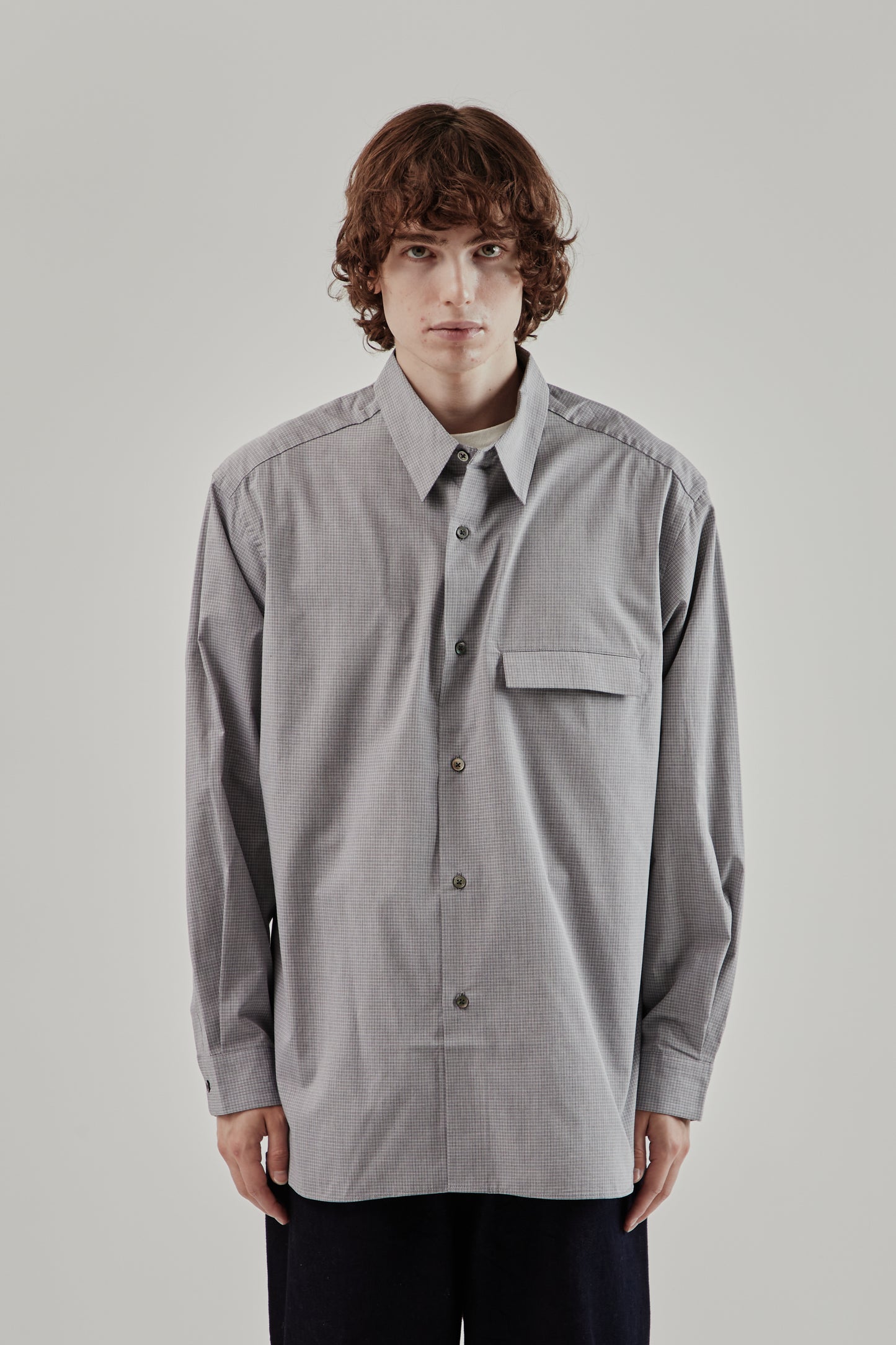 Still By Hand FW25 Oversized Shirt Grey Check 2