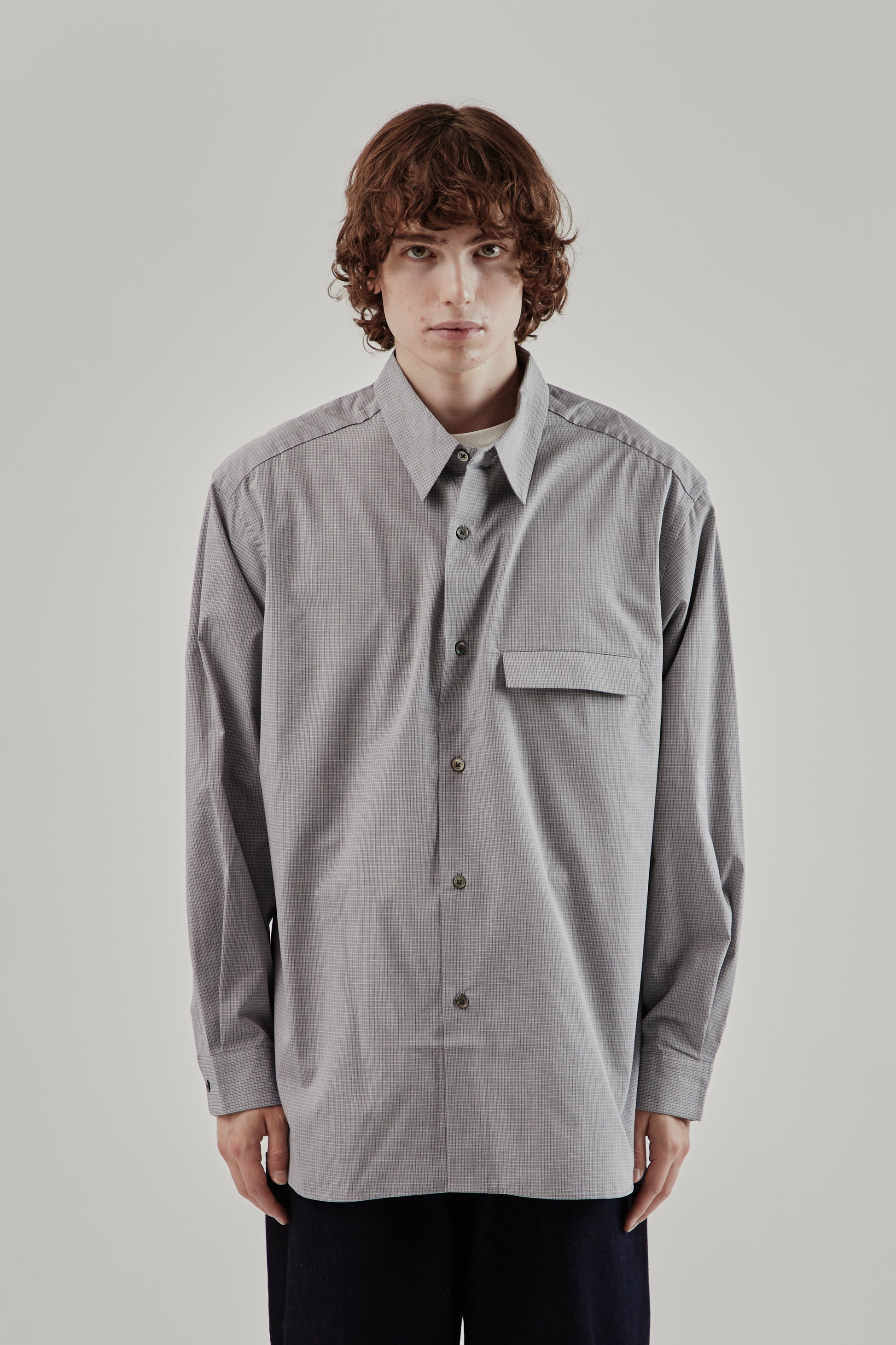 Still By Hand FW25 Oversized Shirt Grey Check 2