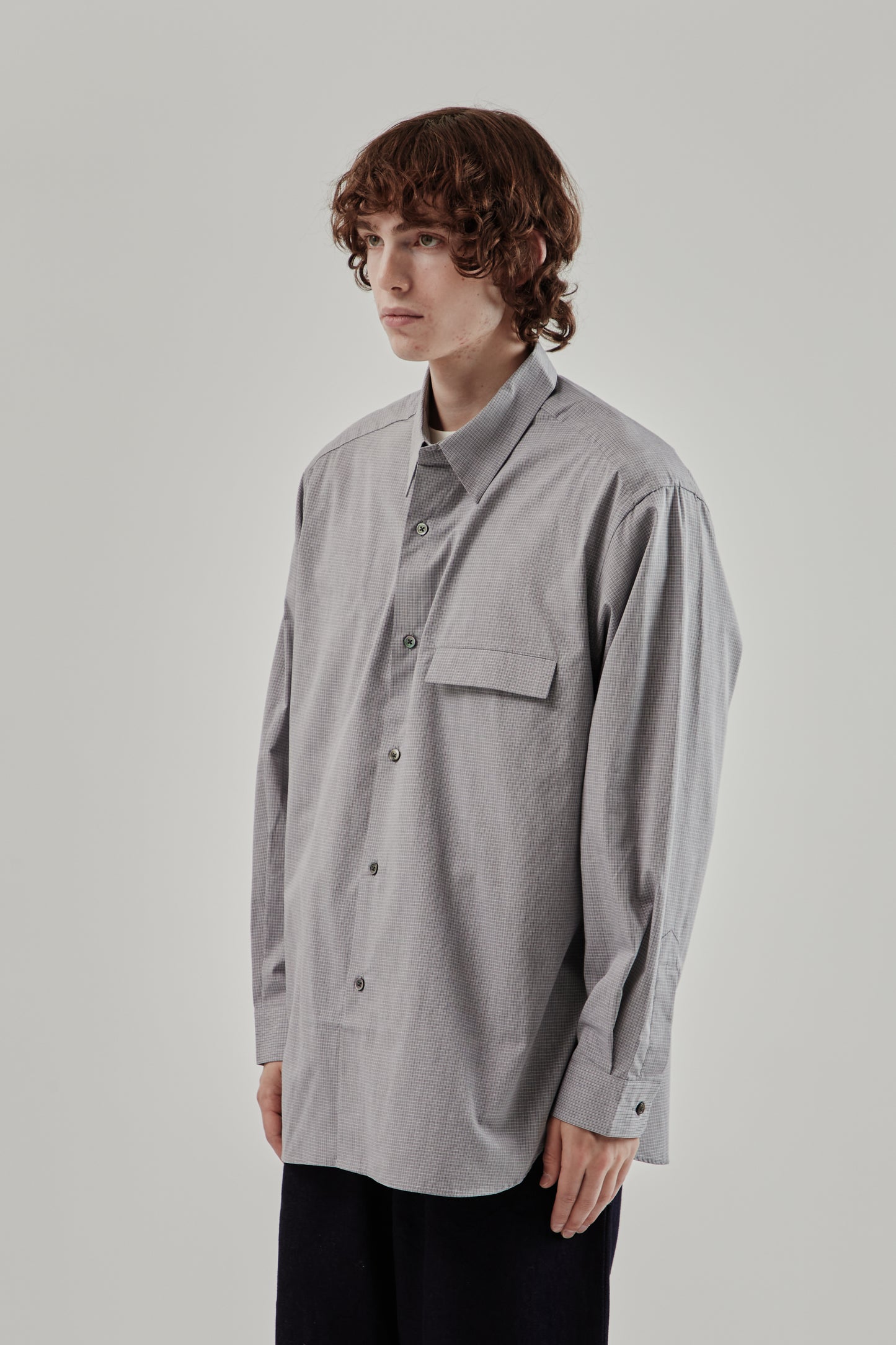 Still By Hand FW25 Oversized Shirt Grey Check 3