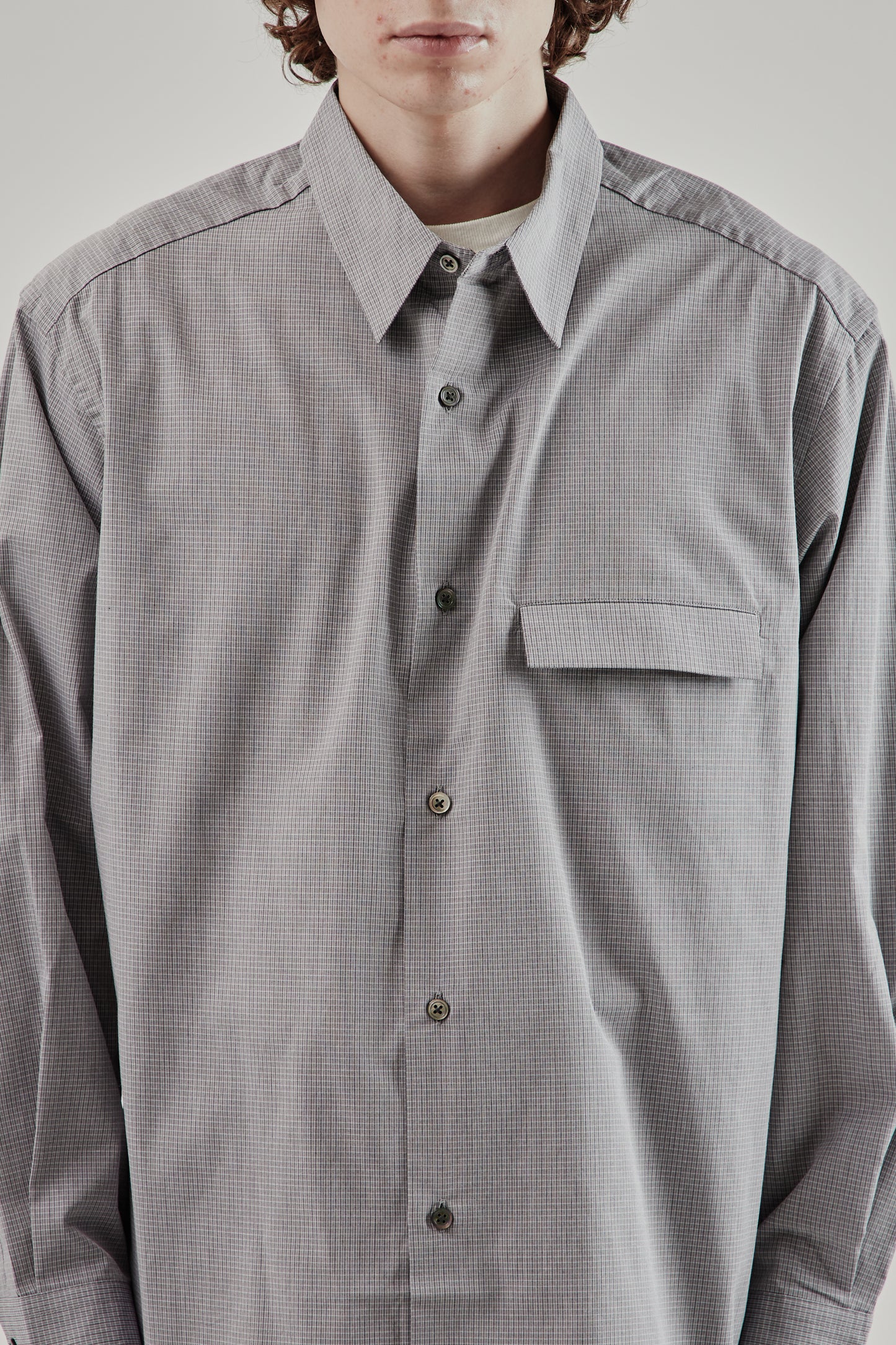 Still By Hand FW25 Oversized Shirt Grey Check 6