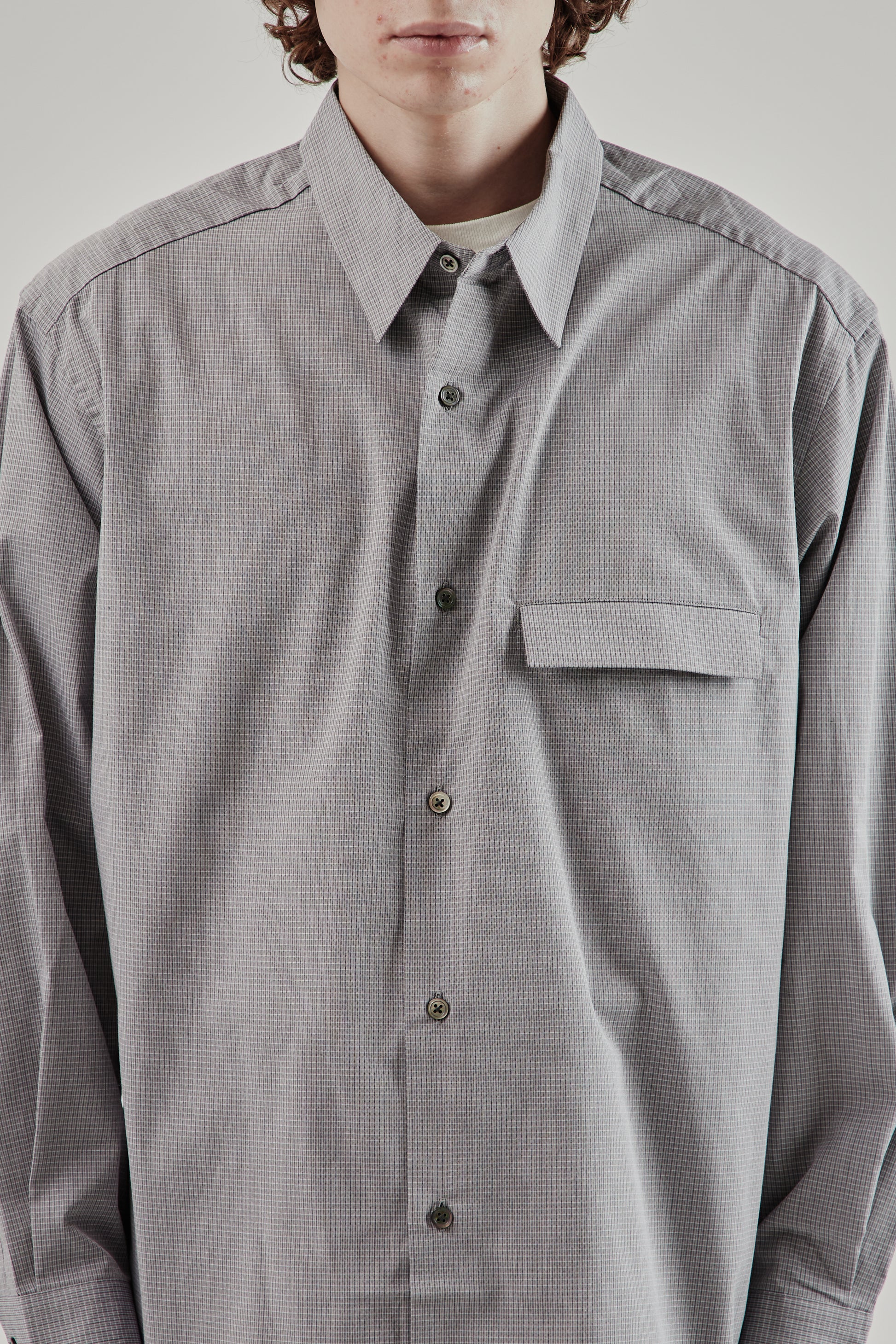 Still By Hand FW25 Oversized Shirt Grey Check 6