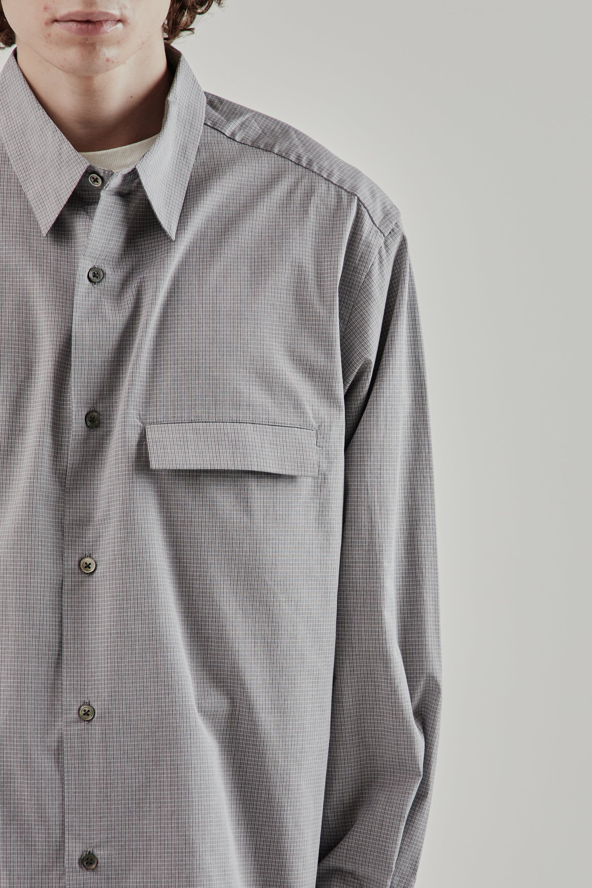 Still By Hand FW25 Oversized Shirt Grey Check 7