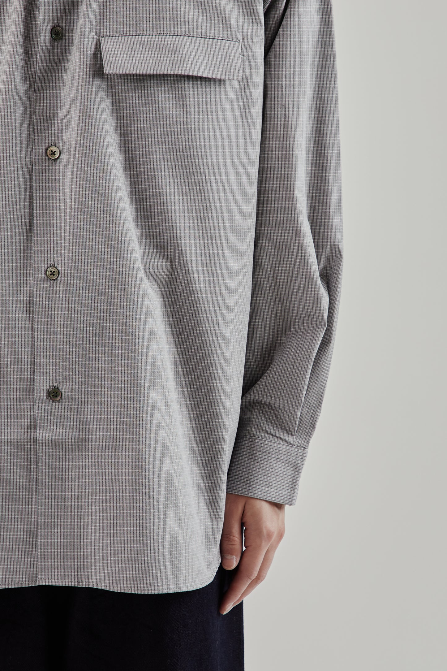Still By Hand FW25 Oversized Shirt Grey Check 8