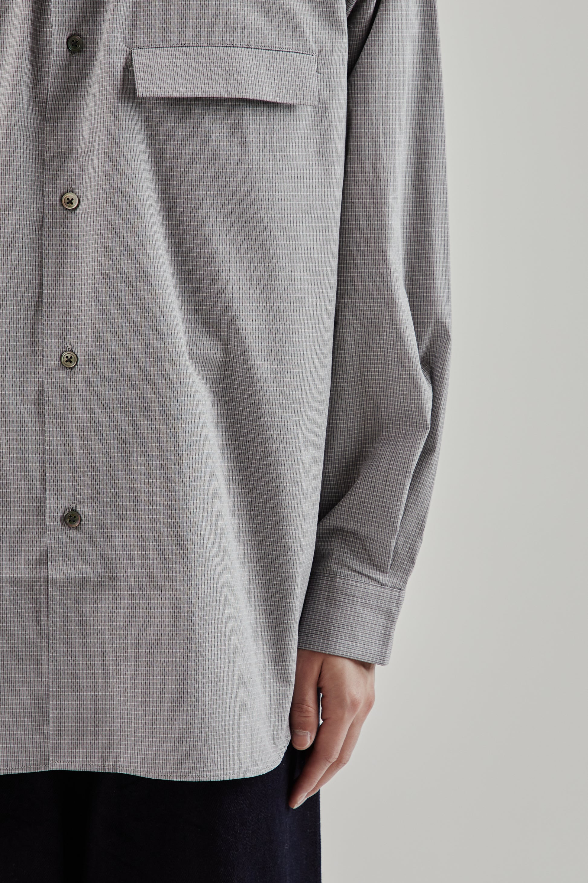Still By Hand FW25 Oversized Shirt Grey Check 8