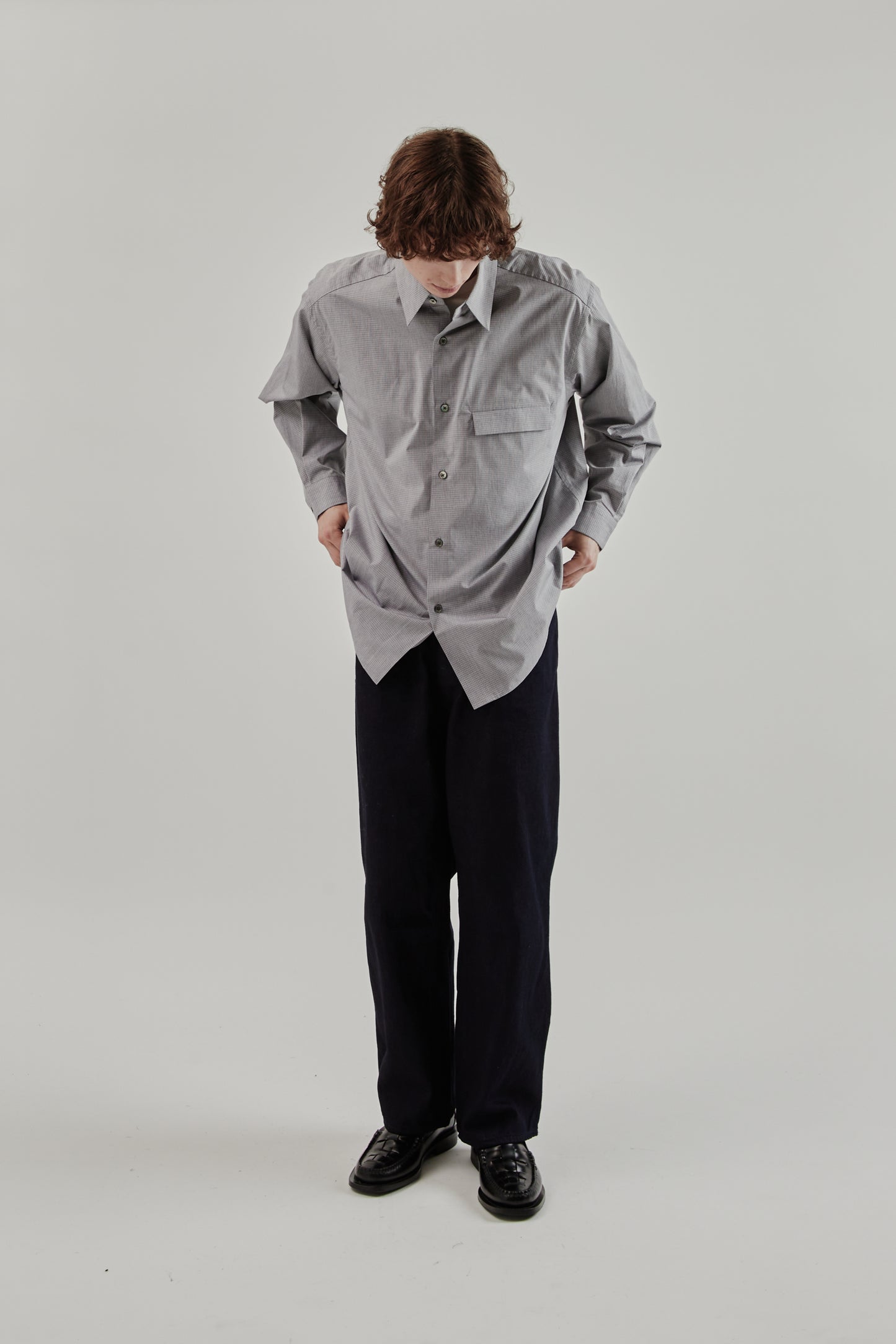 Still By Hand FW25 Oversized Shirt Grey Check 9