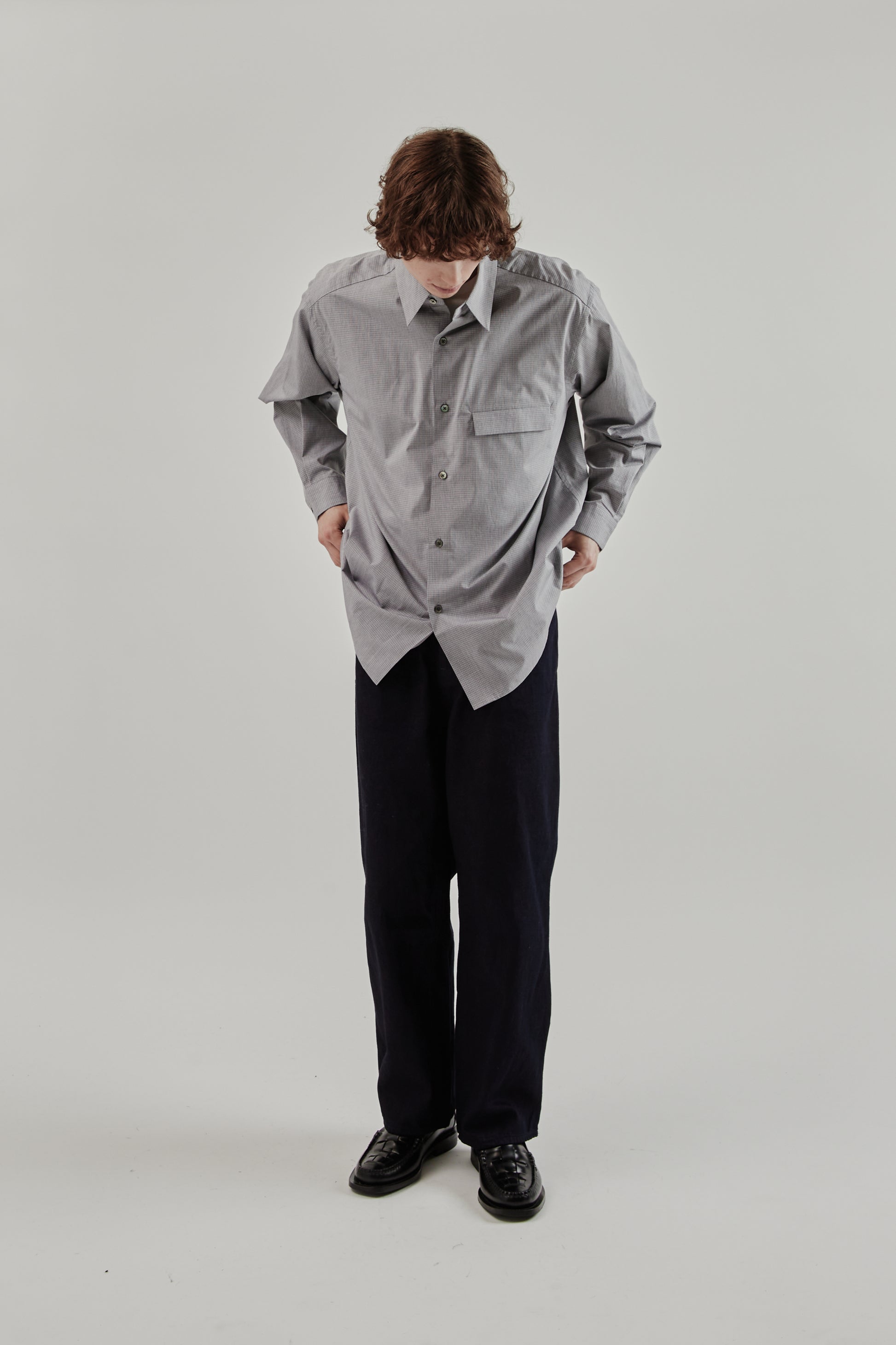 Still By Hand FW25 Oversized Shirt Grey Check 9