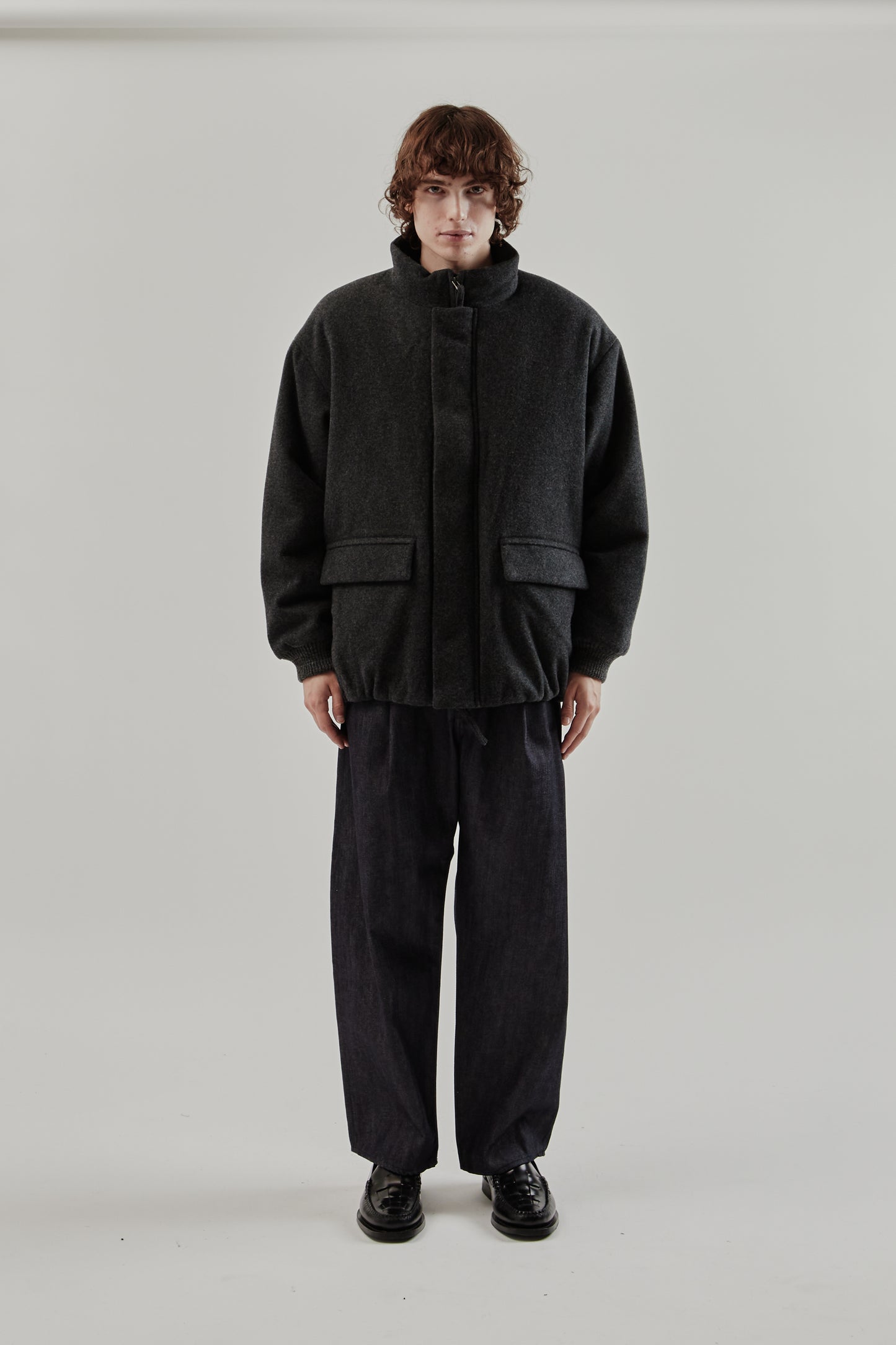 Still By Hand FW25 Padded Wool Blouson Charcoal 1