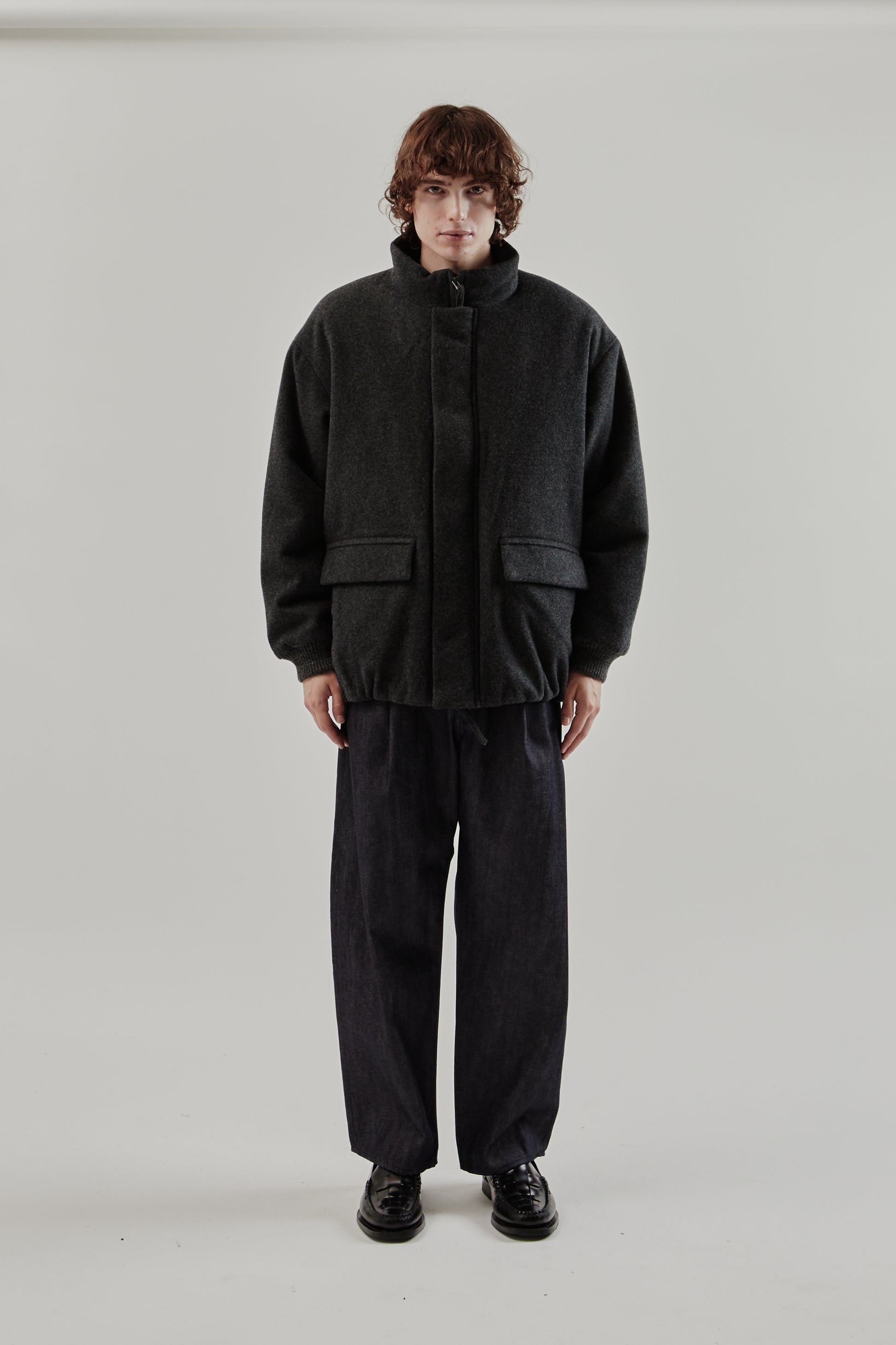 Still By Hand FW25 Padded Wool Blouson Charcoal 1