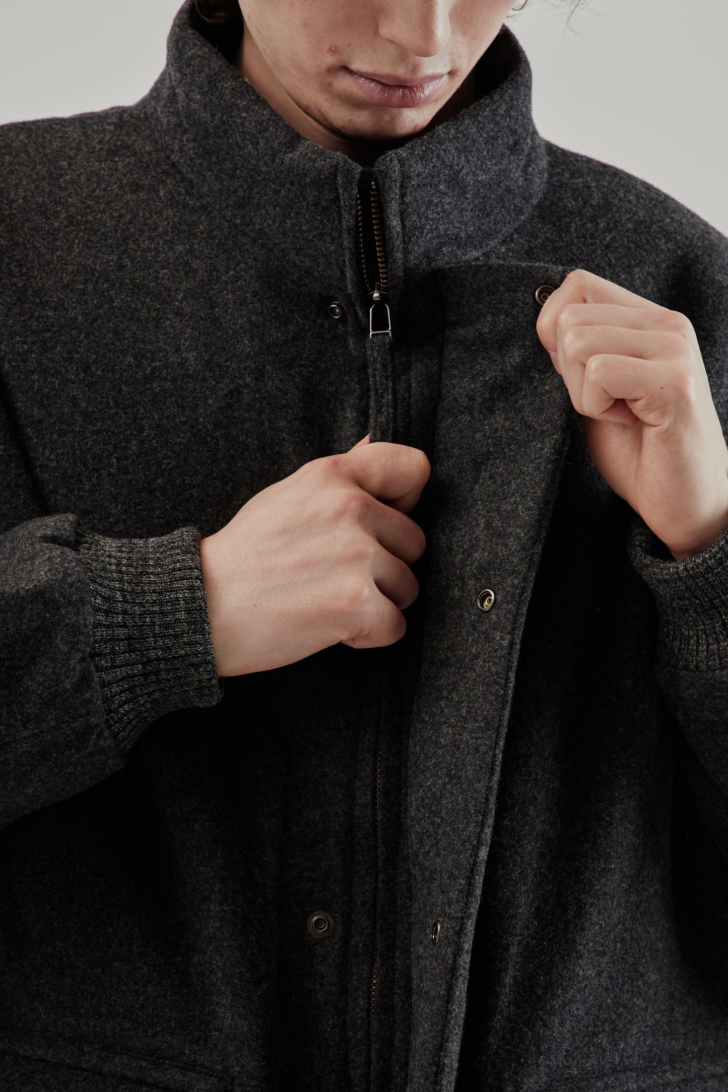 Still By Hand FW25 Padded Wool Blouson Charcoal 10
