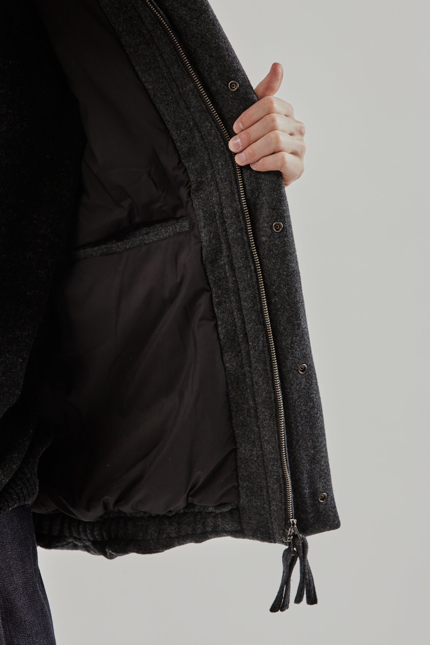 Still By Hand FW25 Padded Wool Blouson Charcoal 11