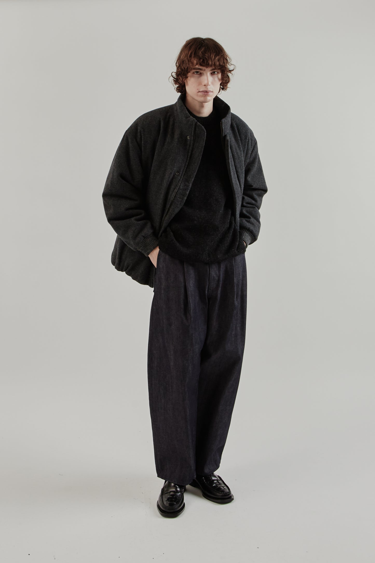 Still By Hand FW25 Padded Wool Blouson Charcoal 13