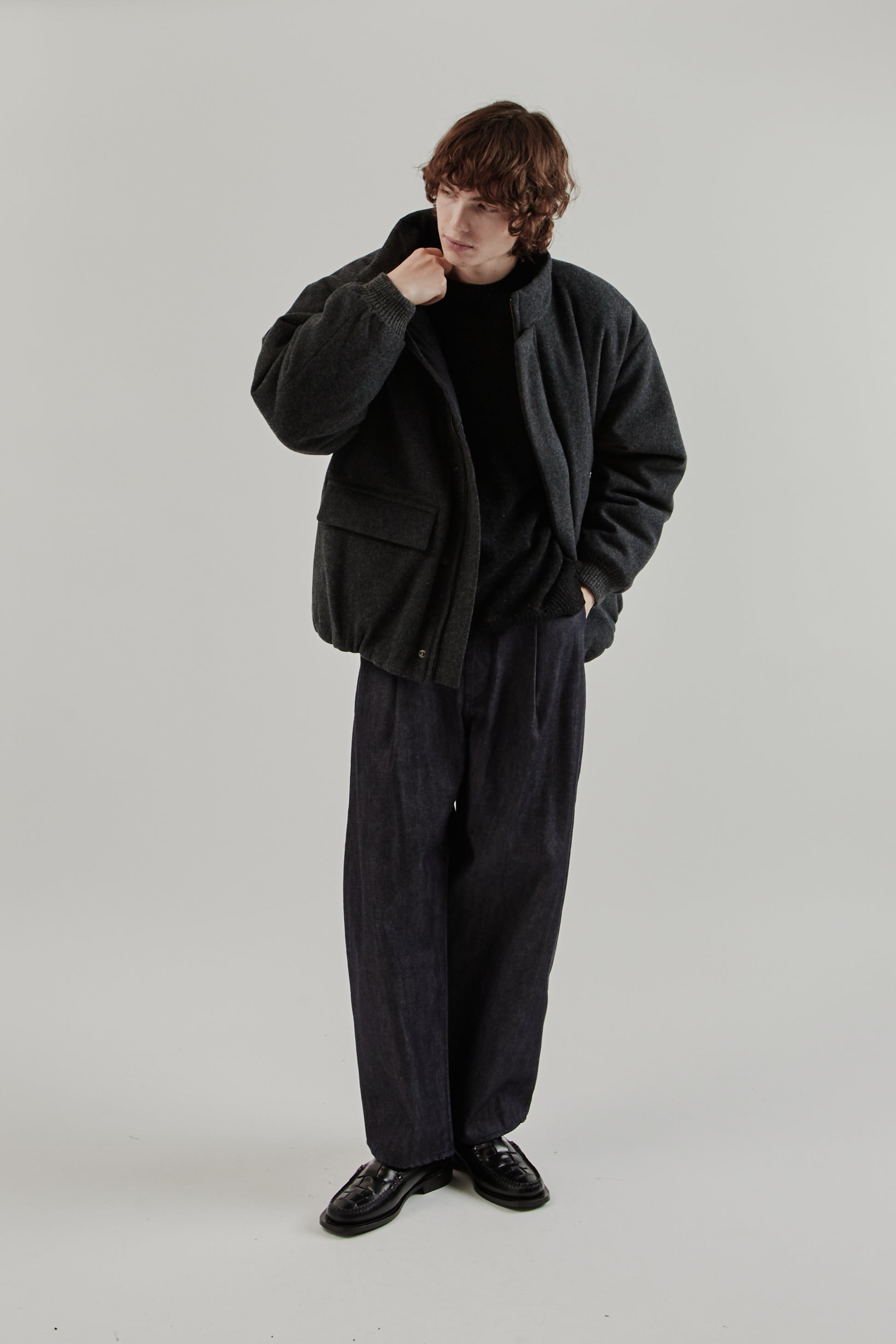 Still By Hand FW25 Padded Wool Blouson Charcoal 14