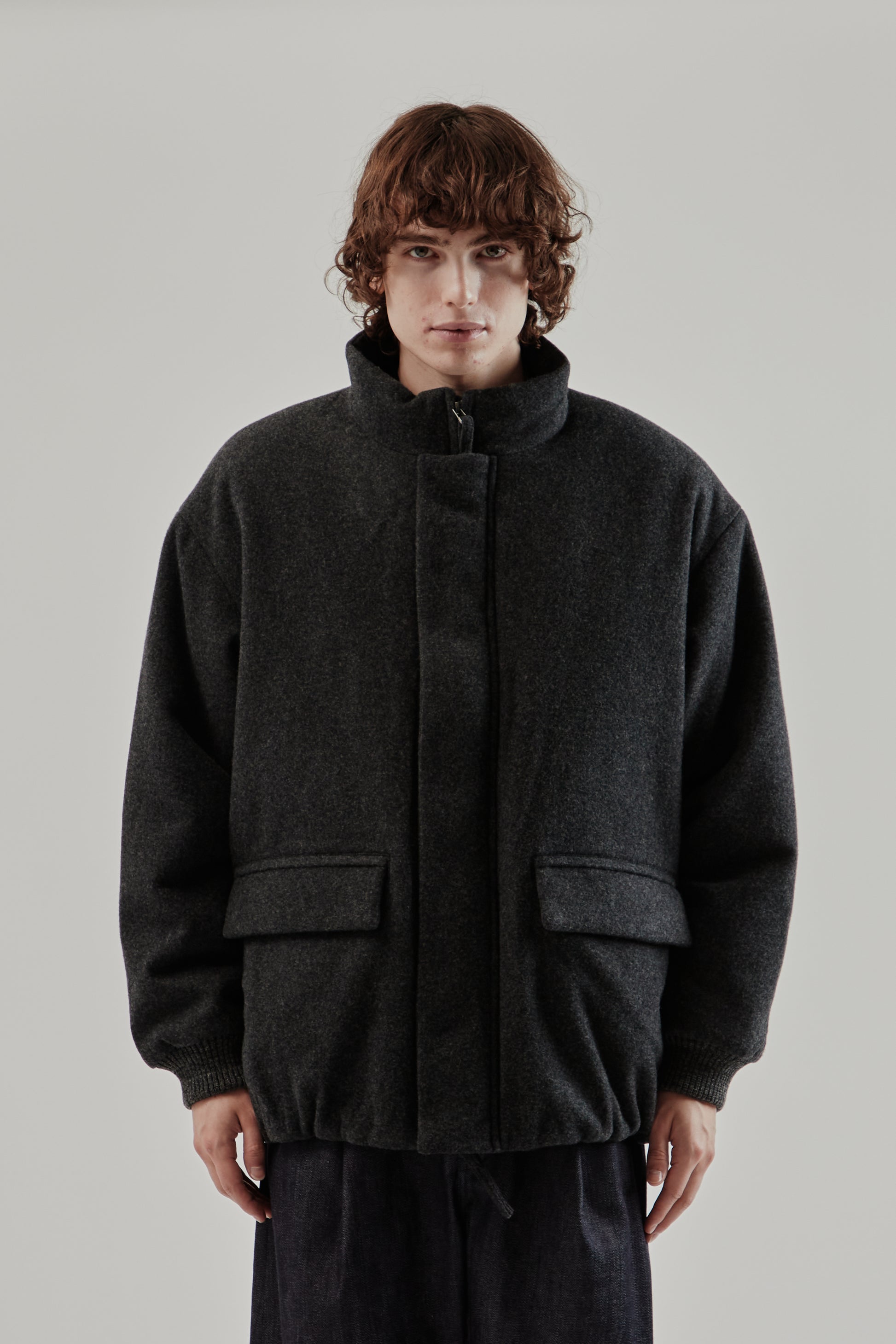 Still By Hand FW25 Padded Wool Blouson Charcoal 2