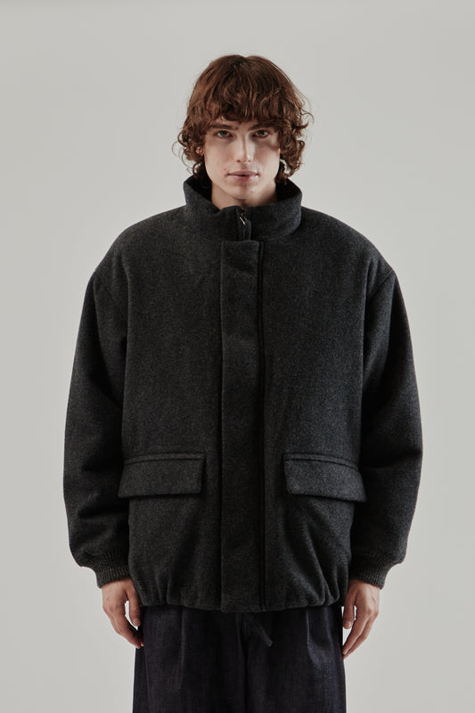 Still By Hand FW25 Padded Wool Blouson Charcoal 2