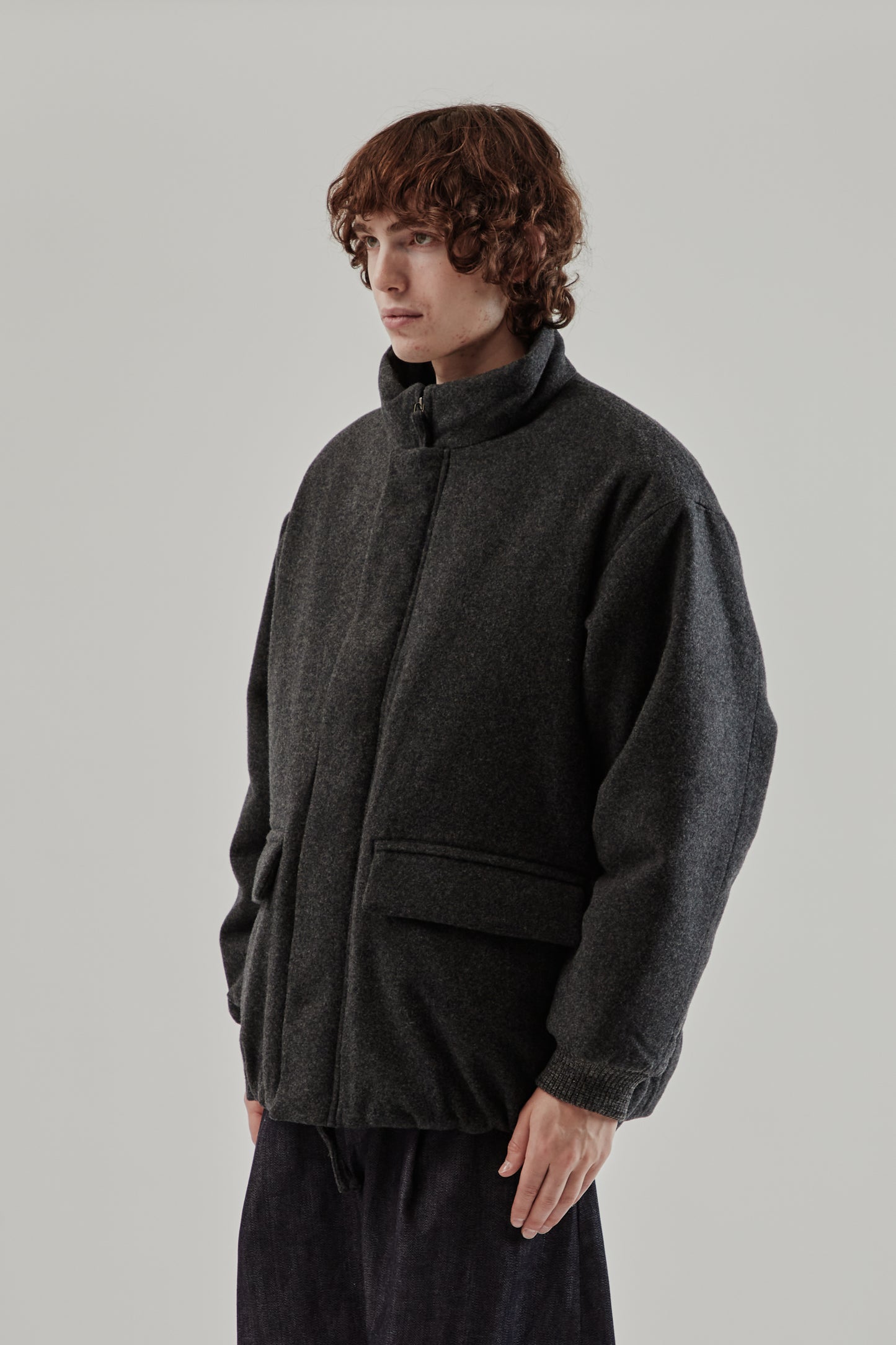 Still By Hand FW25 Padded Wool Blouson Charcoal 3