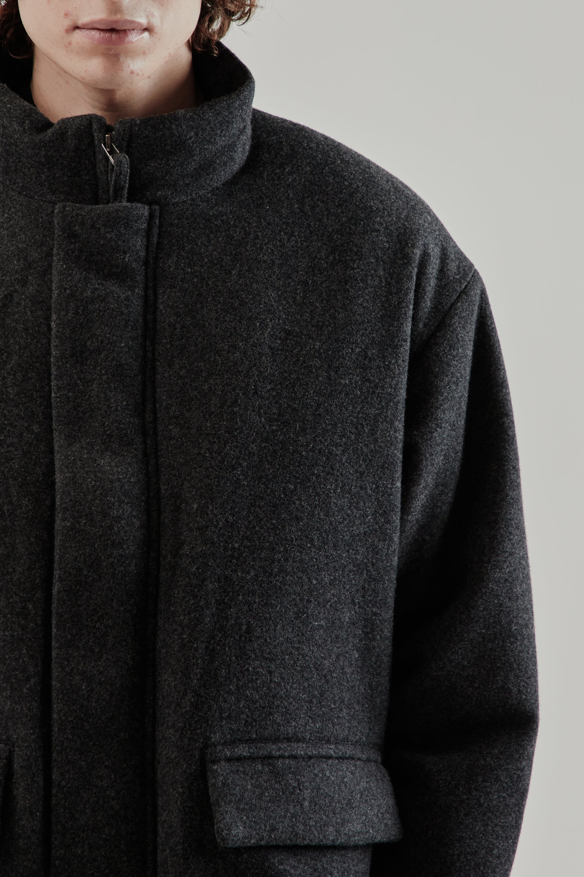 Still By Hand FW25 Padded Wool Blouson Charcoal 7