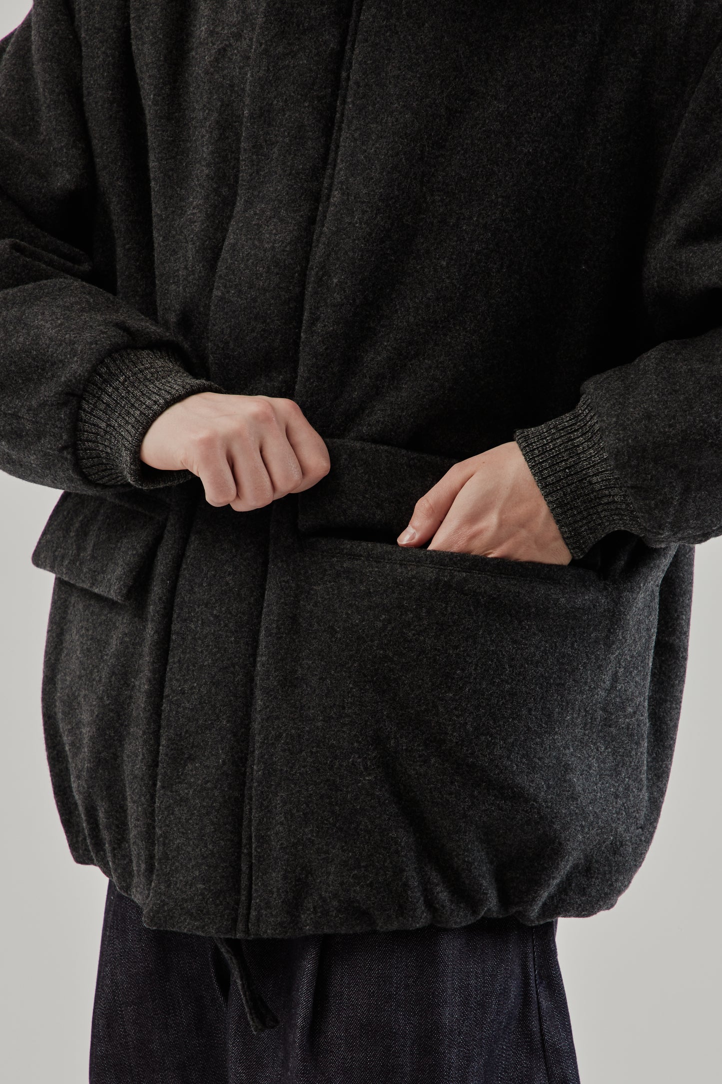 Still By Hand FW25 Padded Wool Blouson Charcoal 9