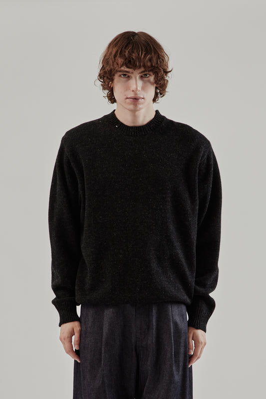 Still By Hand FW25 Punched Shetland Sweater Dark Charcoal 2