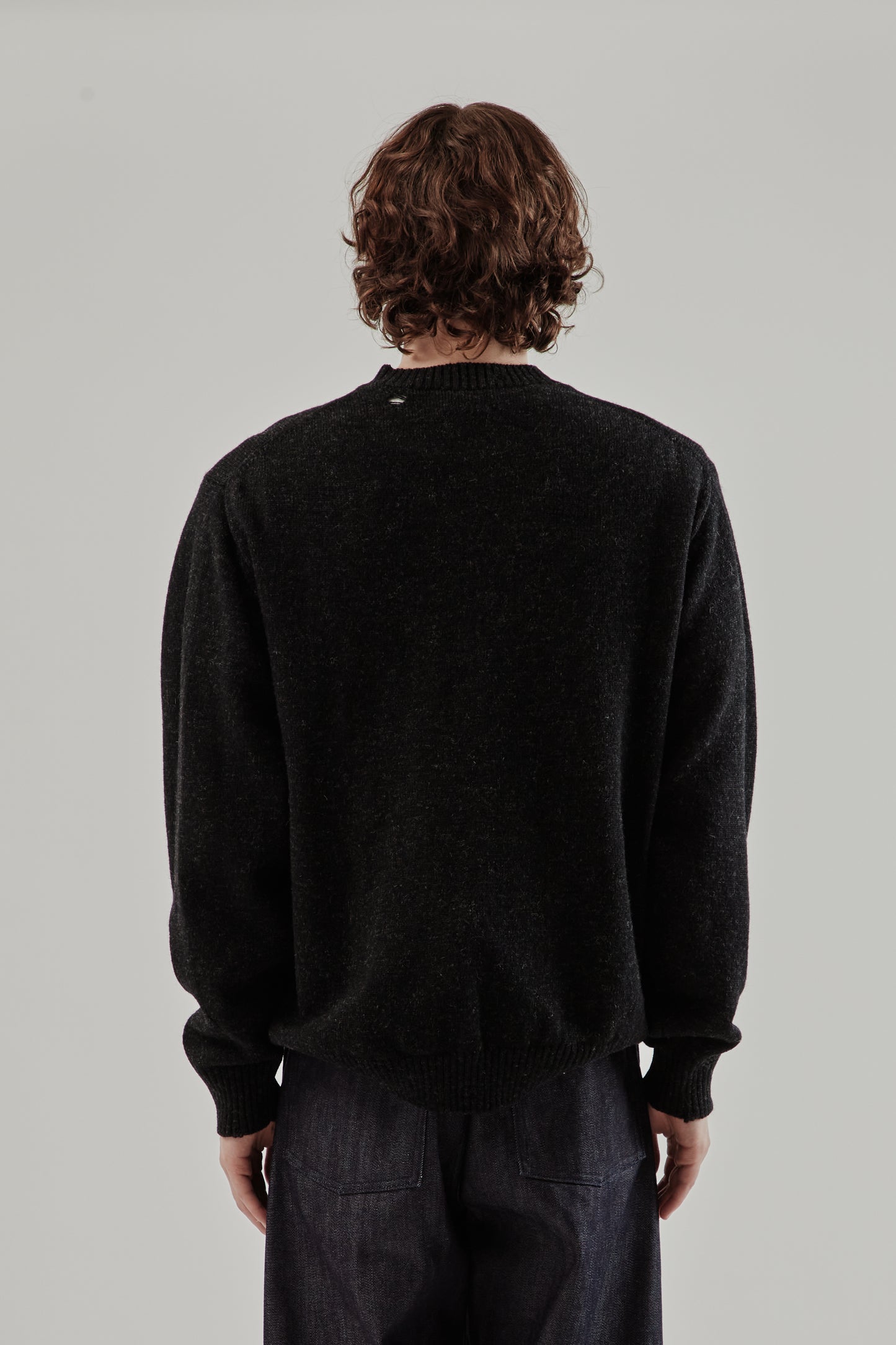 Still By Hand FW25 Punched Shetland Sweater Dark Charcoal 5