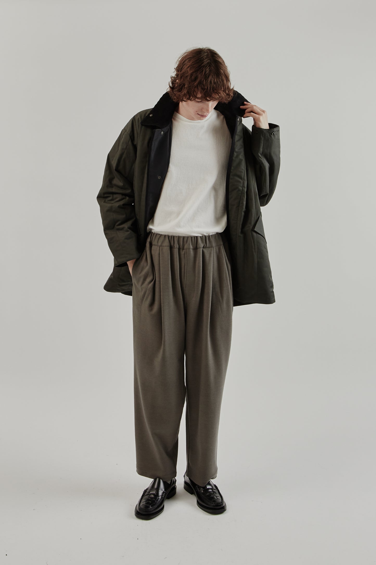 Still By Hand FW25 Quilted Half Coat Green Charcoal 12