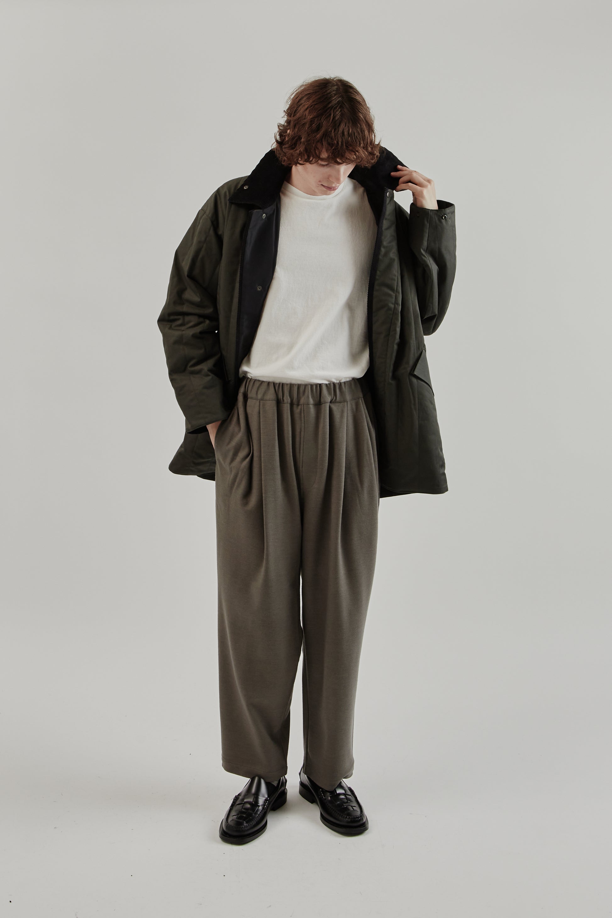 Still By Hand FW25 Quilted Half Coat Green Charcoal 12