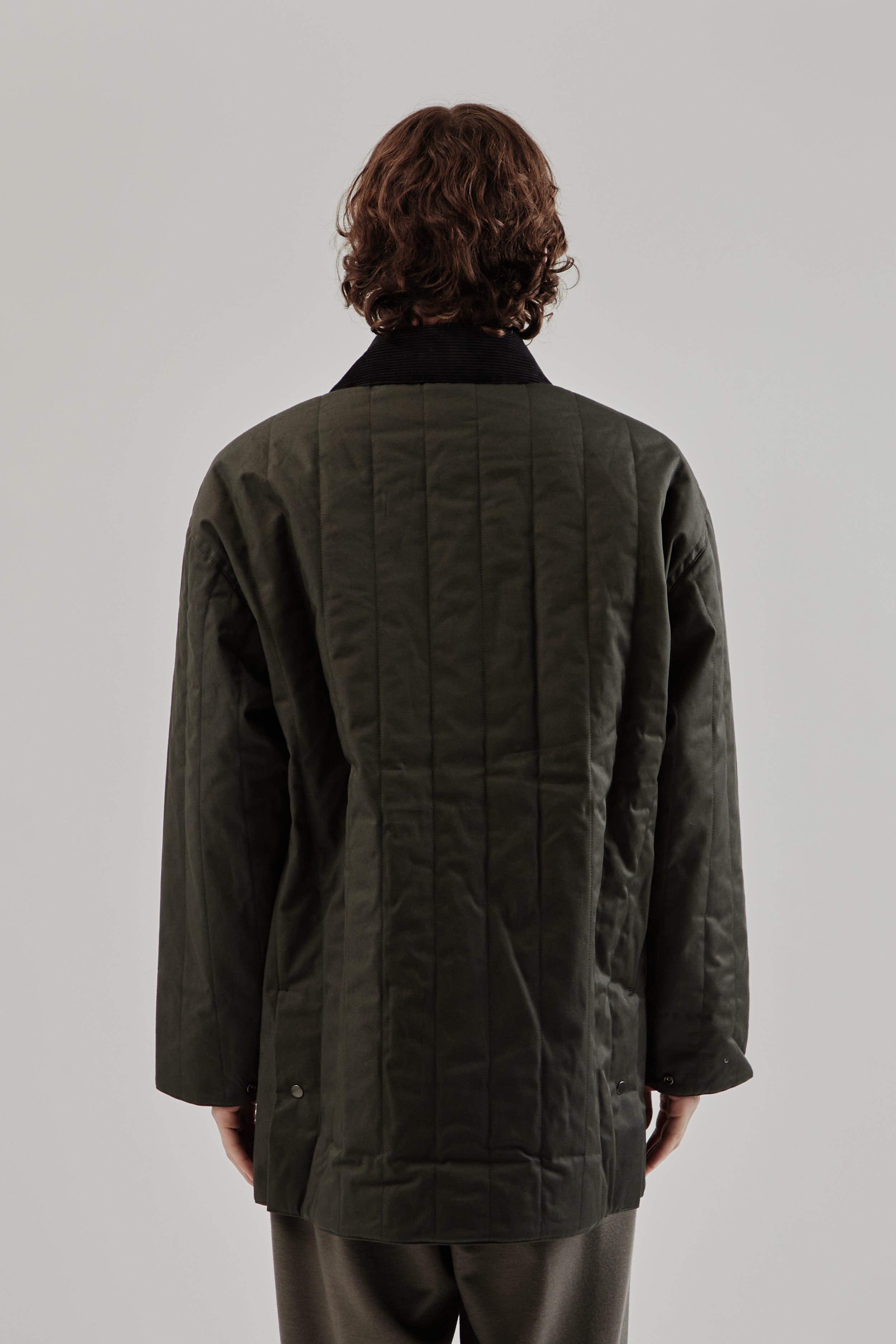 Still By Hand Quilted Half Coat - Green Charcoal | Wallace