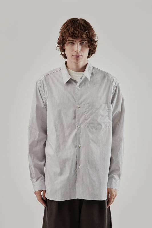 Still By Hand FW25 Regular Collar Shirt Grey Stripe 12