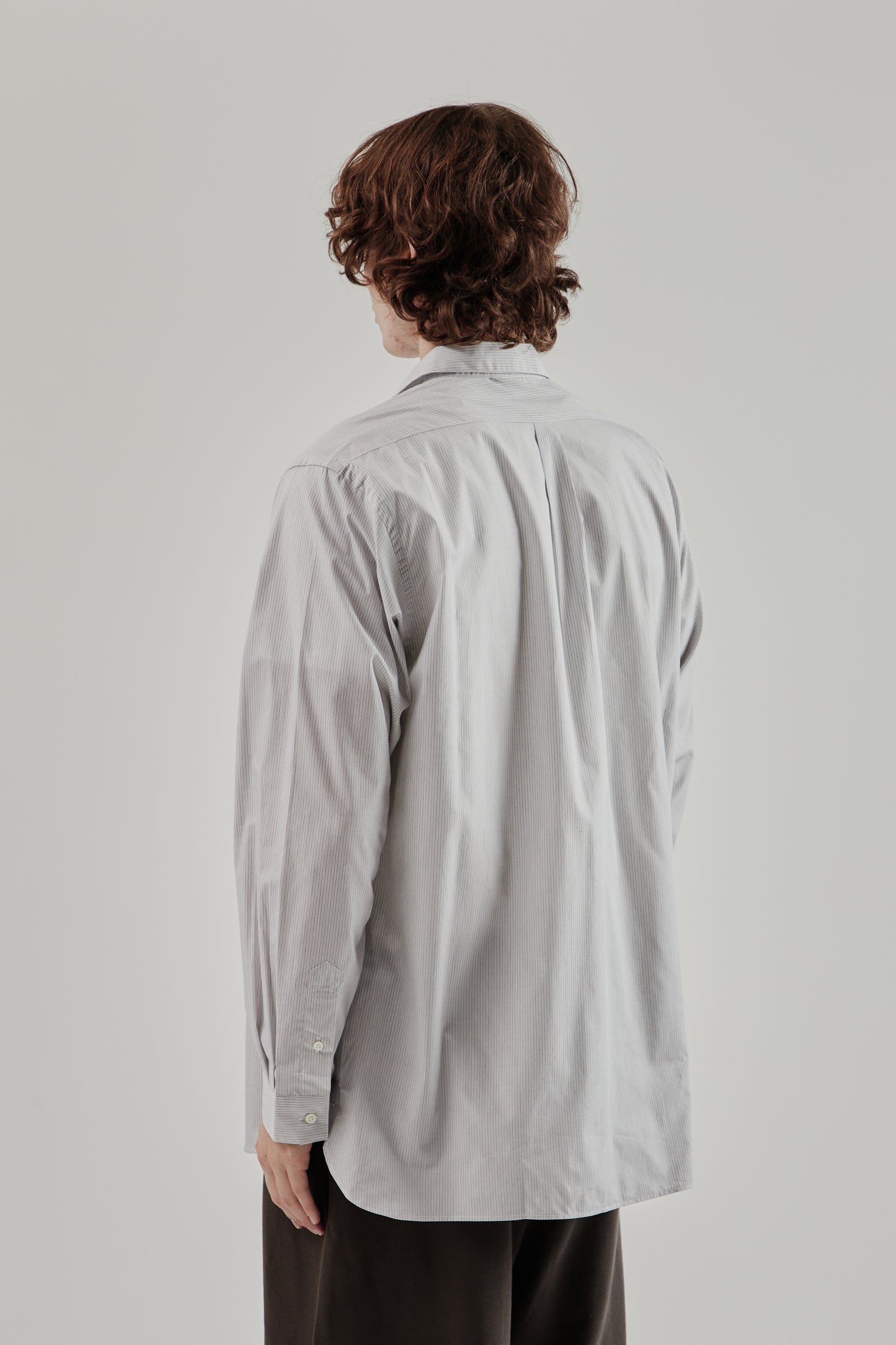 Still By Hand FW25 Regular Collar Shirt Grey Stripe 14