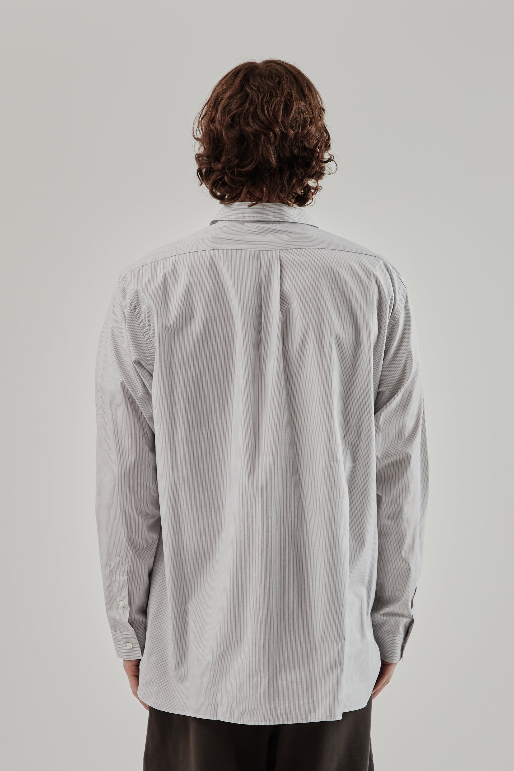 Still By Hand FW25 Regular Collar Shirt Grey Stripe 15