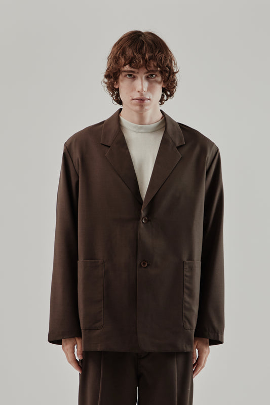 Still By Hand FW25 Relaxed 2B Jacket Dark Brown 1
