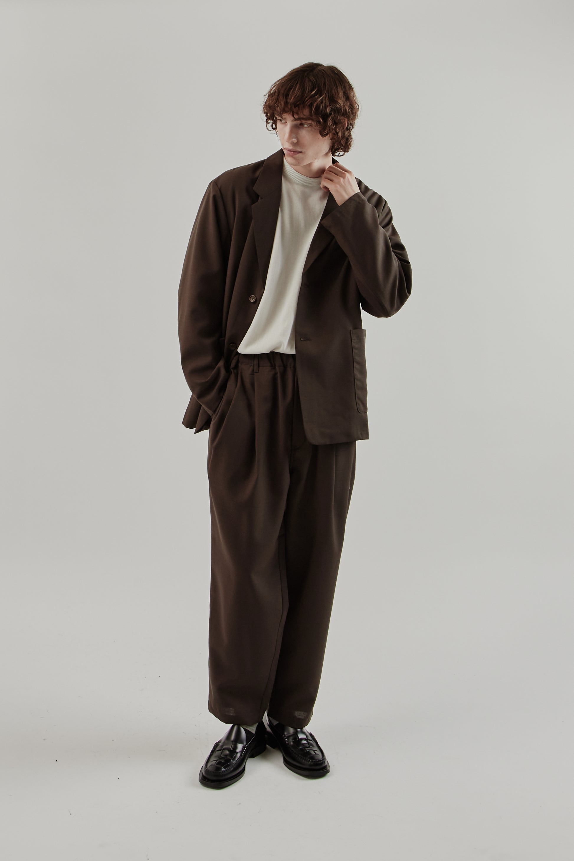 Still By Hand FW25 Relaxed 2B Jacket Dark Brown 11