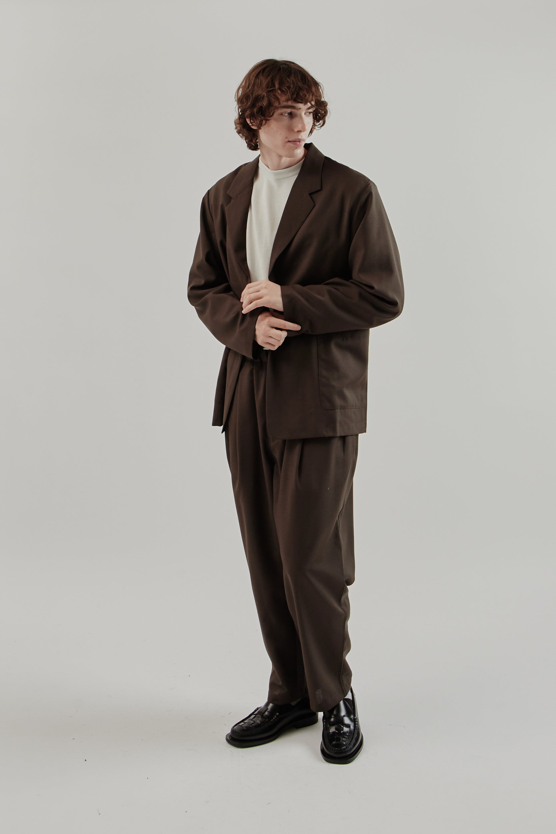 Still By Hand FW25 Relaxed 2B Jacket Dark Brown 12