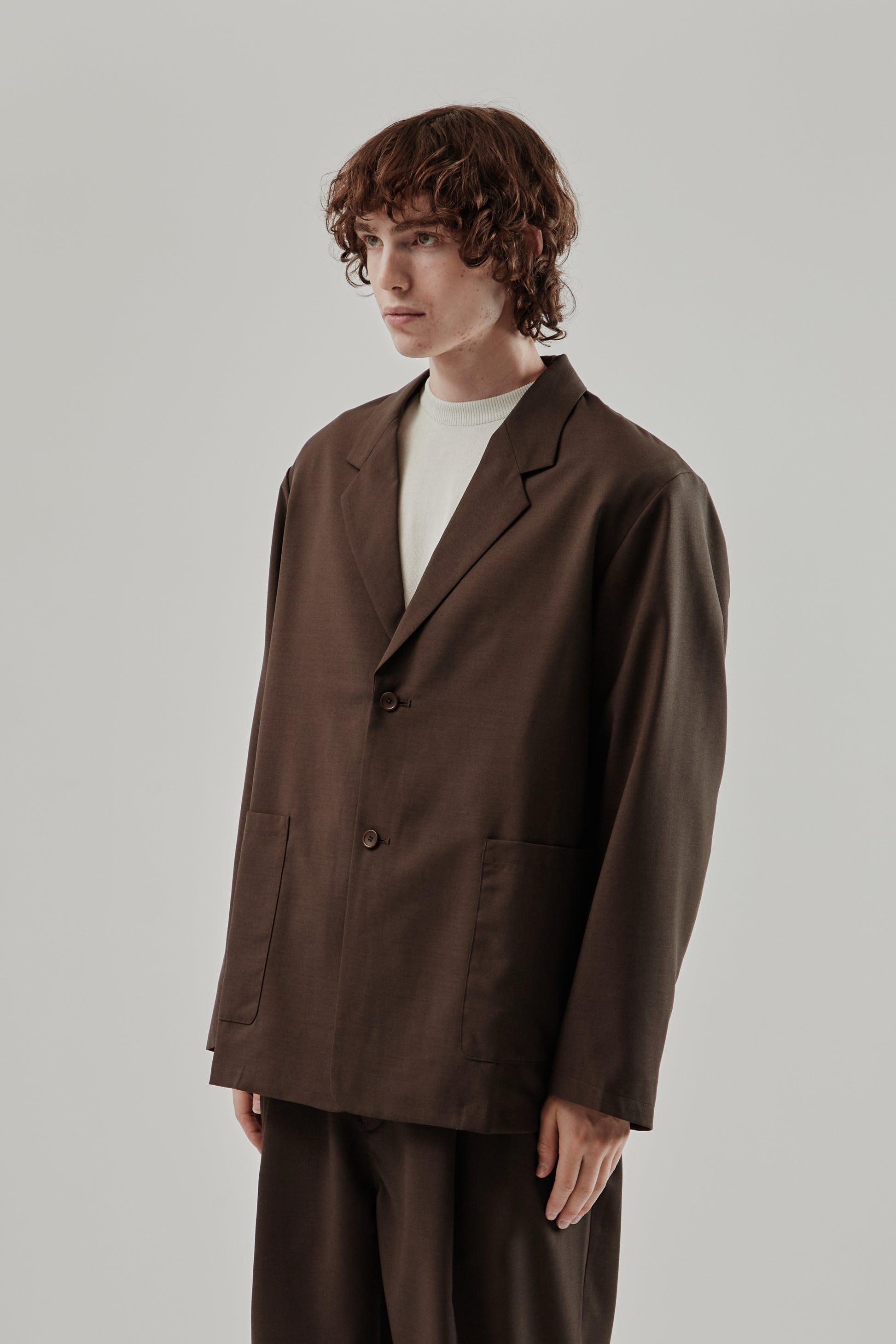 Still By Hand FW25 Relaxed 2B Jacket Dark Brown 2