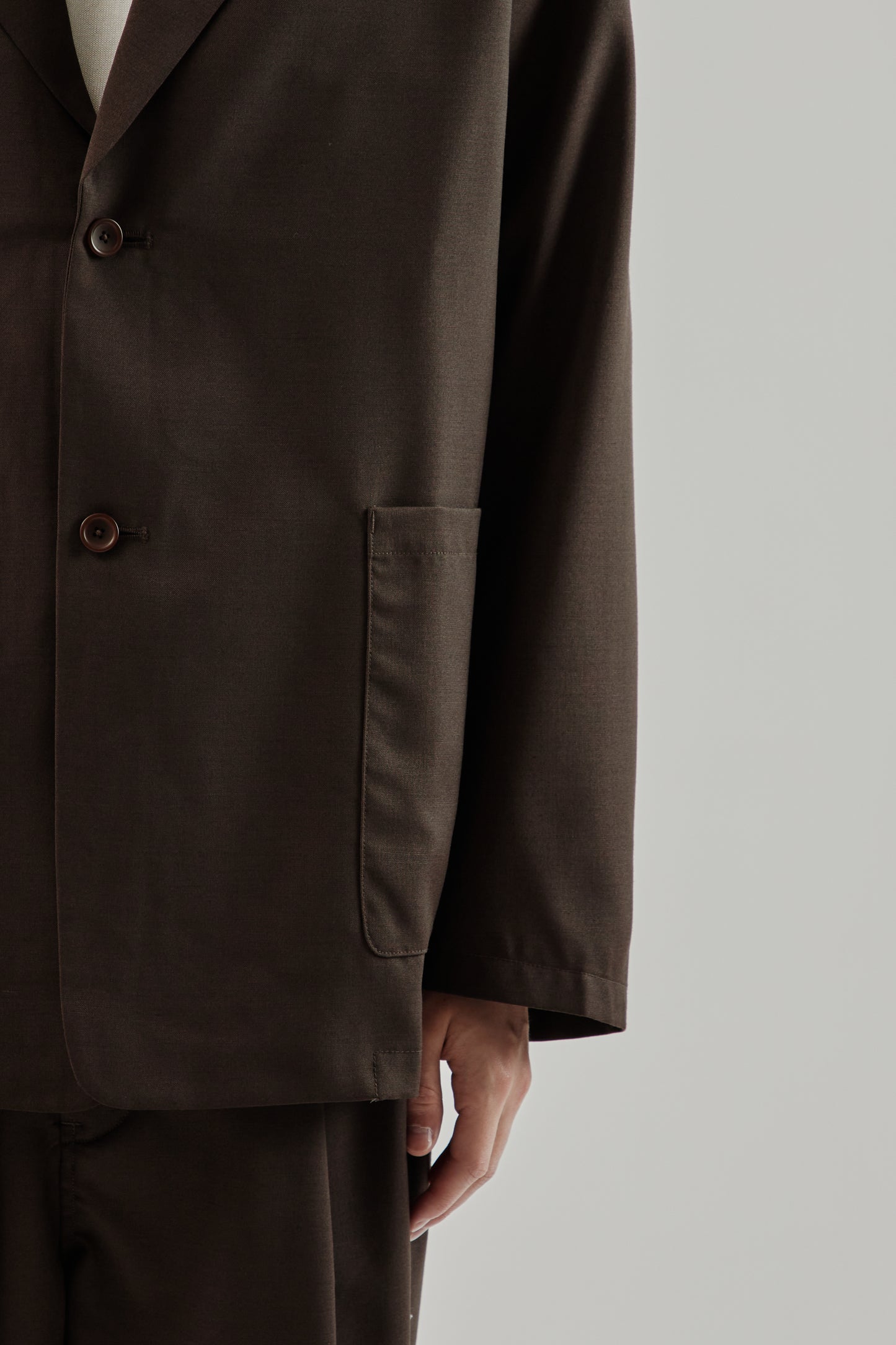 Still By Hand FW25 Relaxed 2B Jacket Dark Brown 7