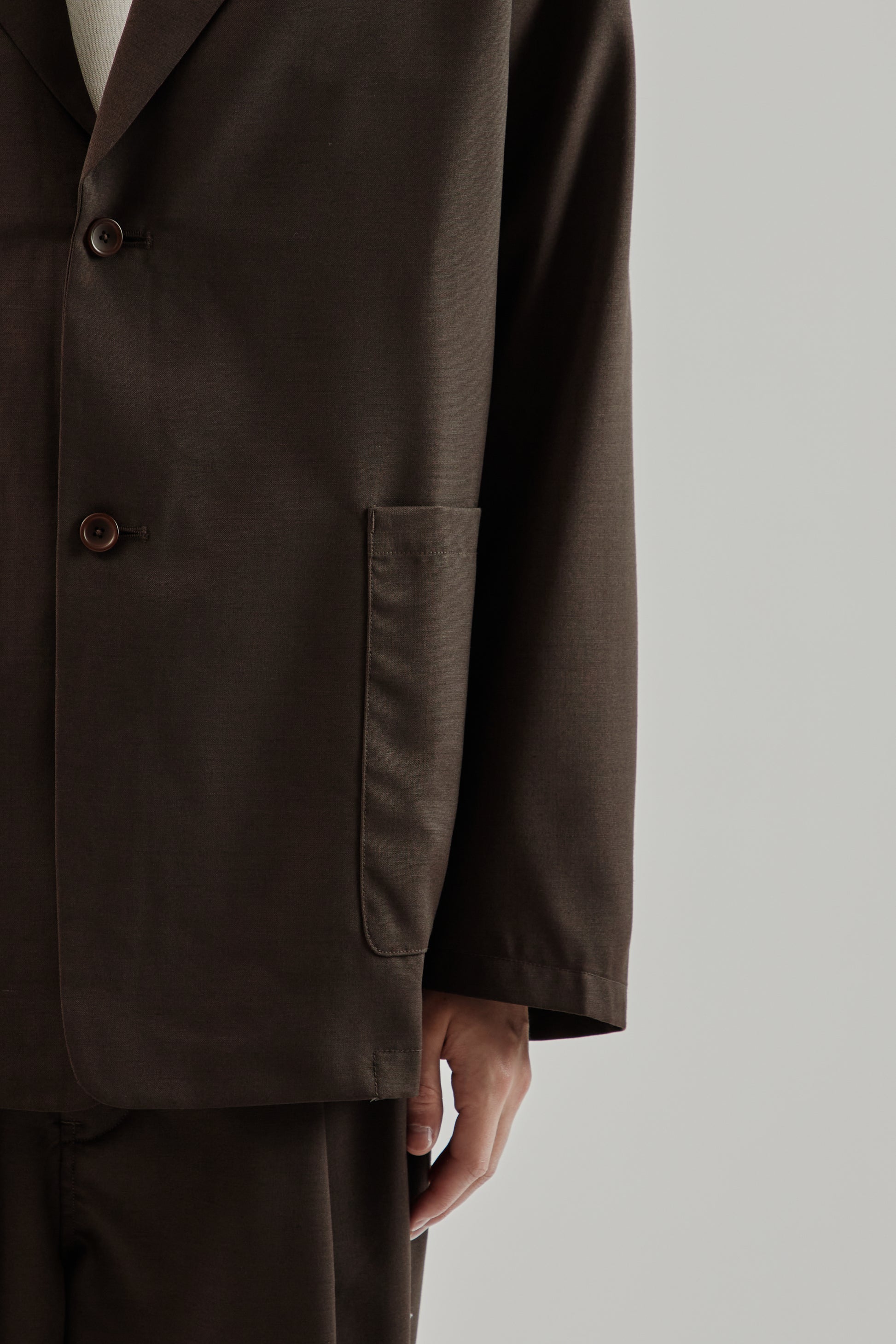 Still By Hand FW25 Relaxed 2B Jacket Dark Brown 7