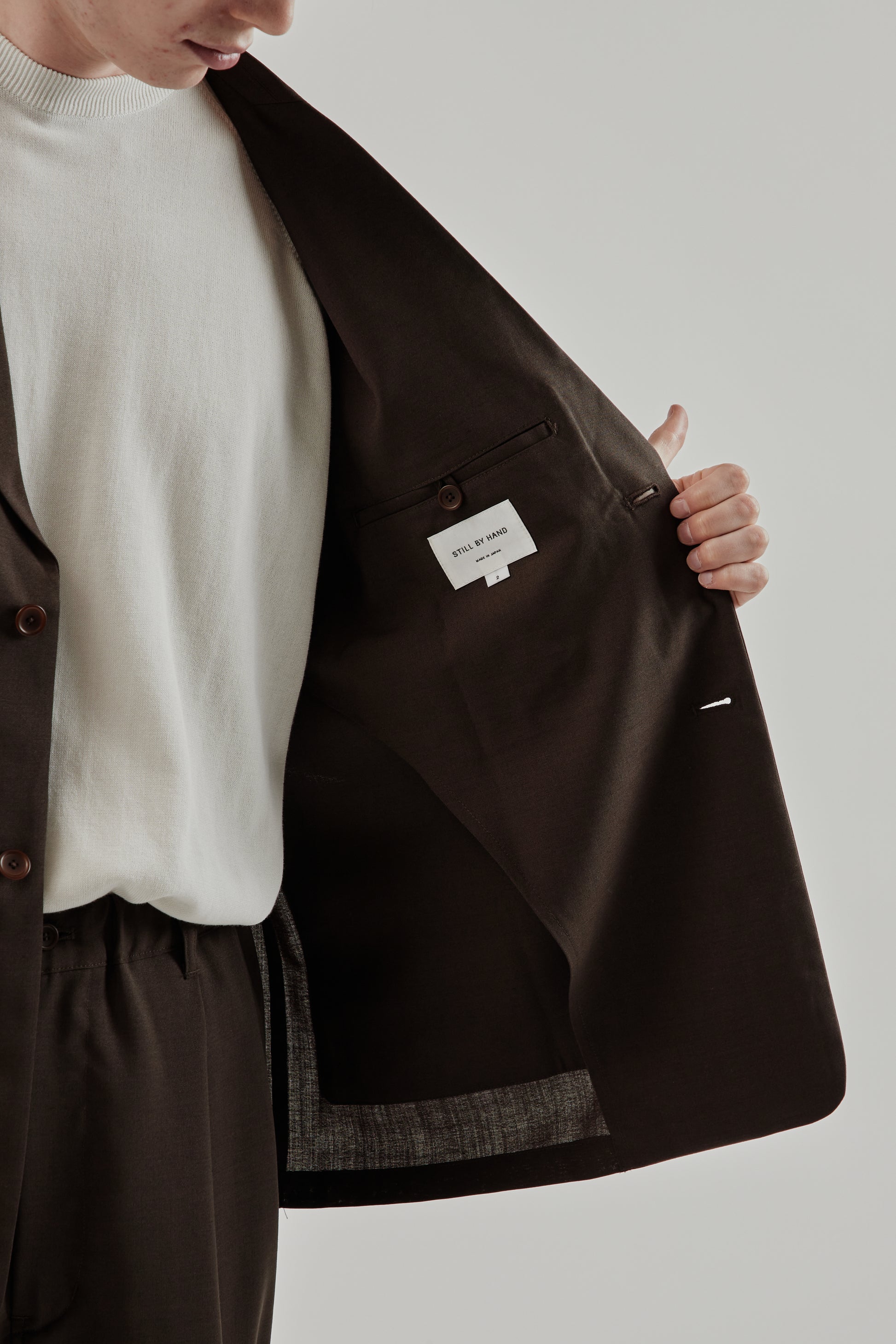 Still By Hand FW25 Relaxed 2B Jacket Dark Brown 9