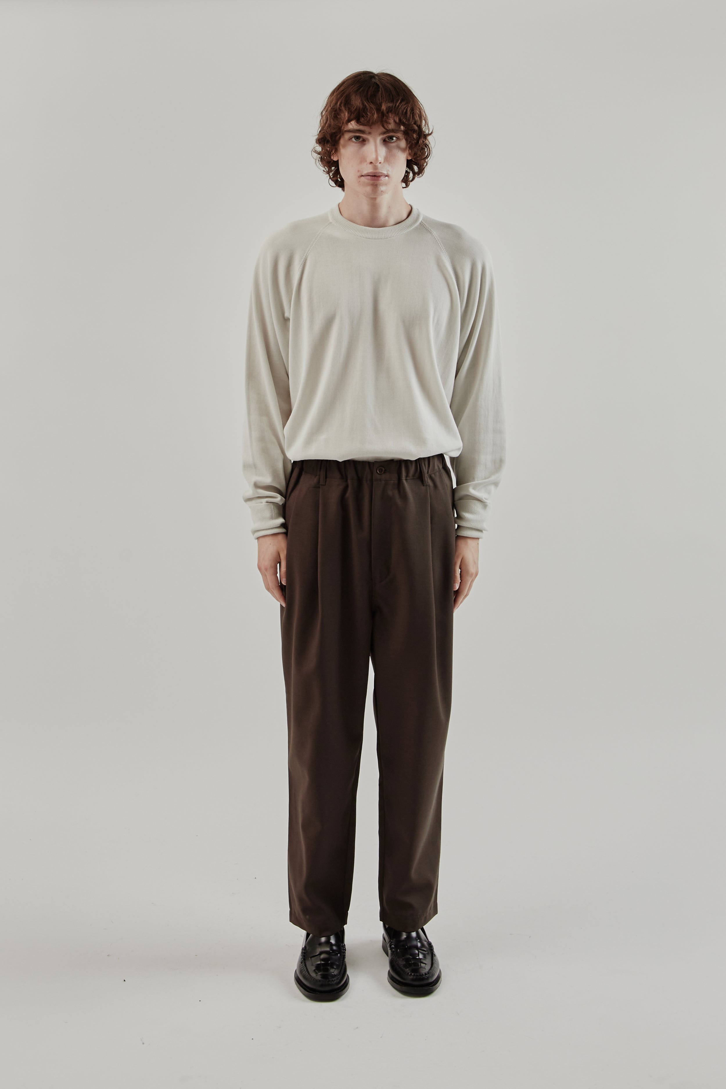 【NEAT】2 TUCK WOOL TROUSERS / BEIGE / 50 Still By Hand Relaxed 2 Tuck Pants - Dark Brown | Wallace