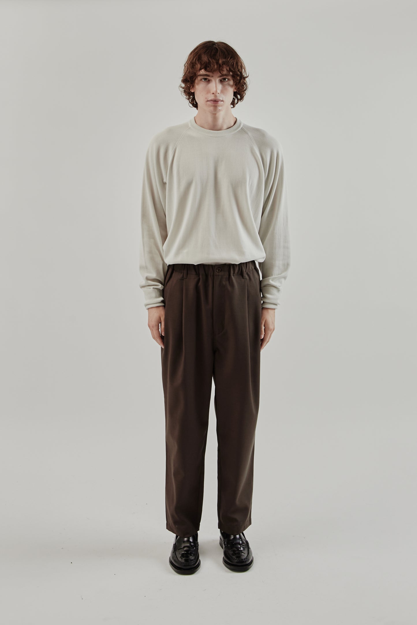 Still By Hand FW25 Relaxed 2 Tuck Pants Dark Brown 1