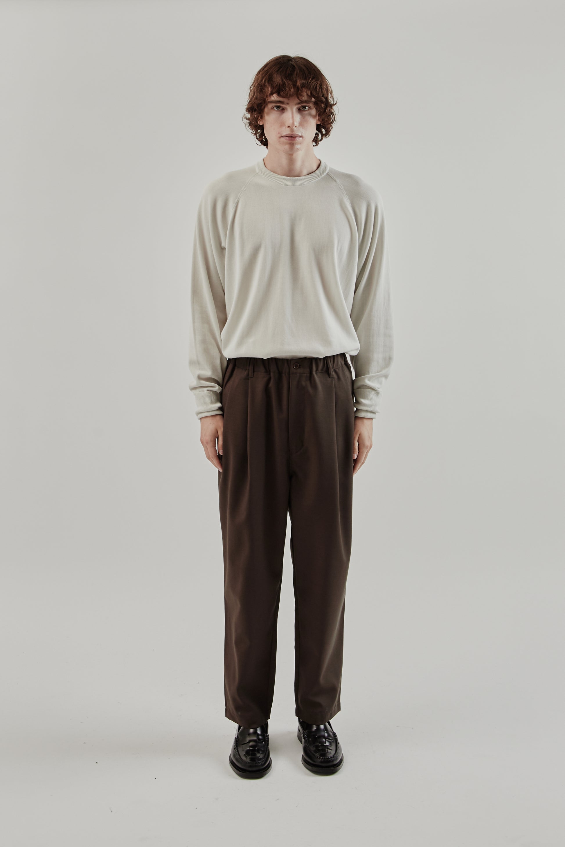 Still By Hand FW25 Relaxed 2 Tuck Pants Dark Brown 1