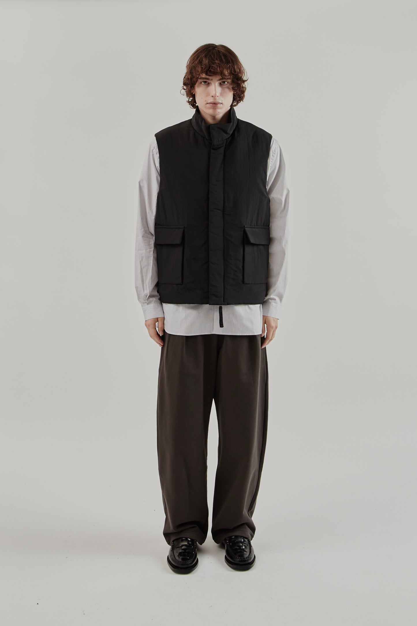 Still By Hand FW25 Stand Collar Padded Vest Black 6