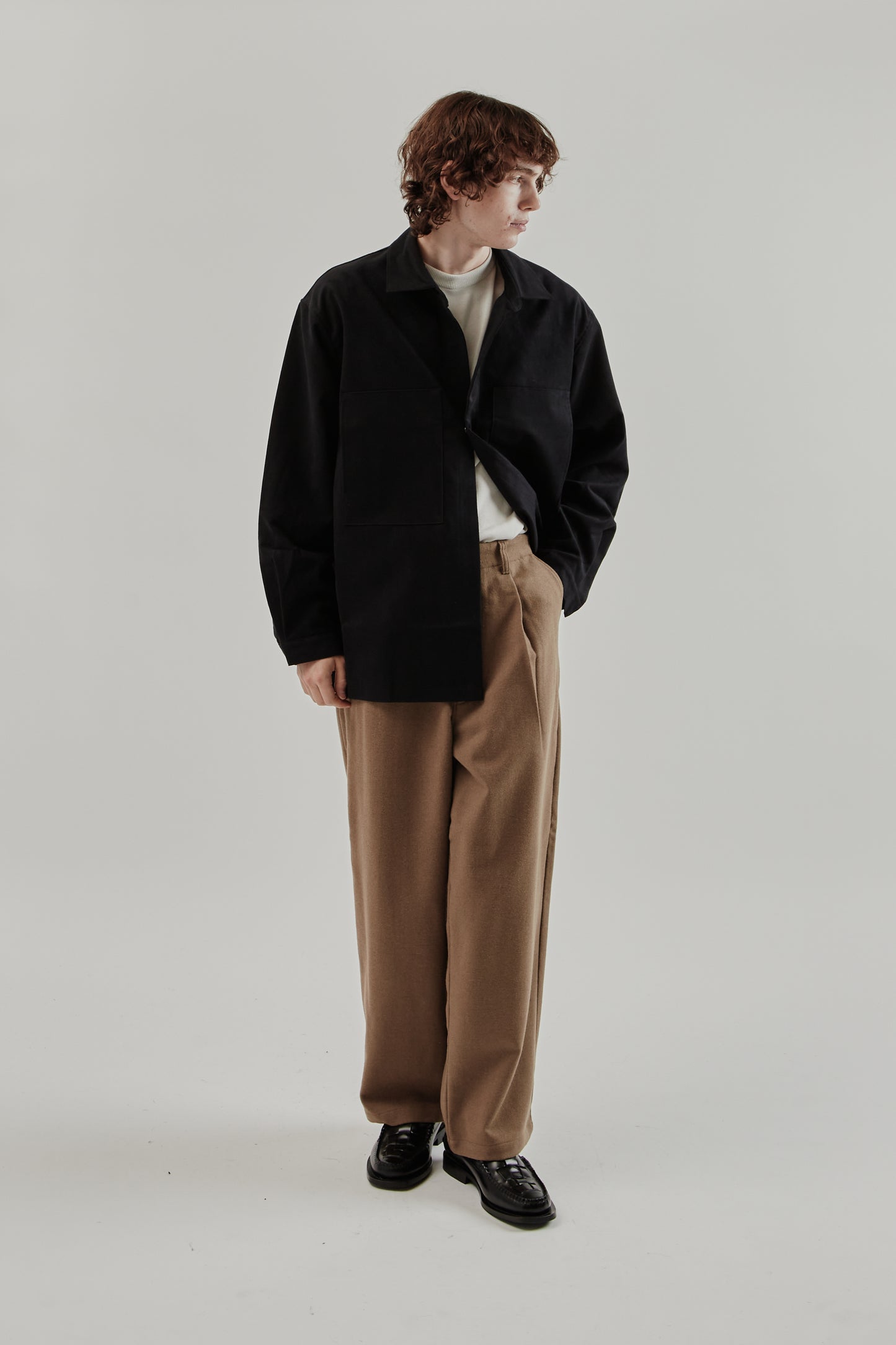 Still By Hand FW25 Synthetic Leather Overshirt Ink Black 12
