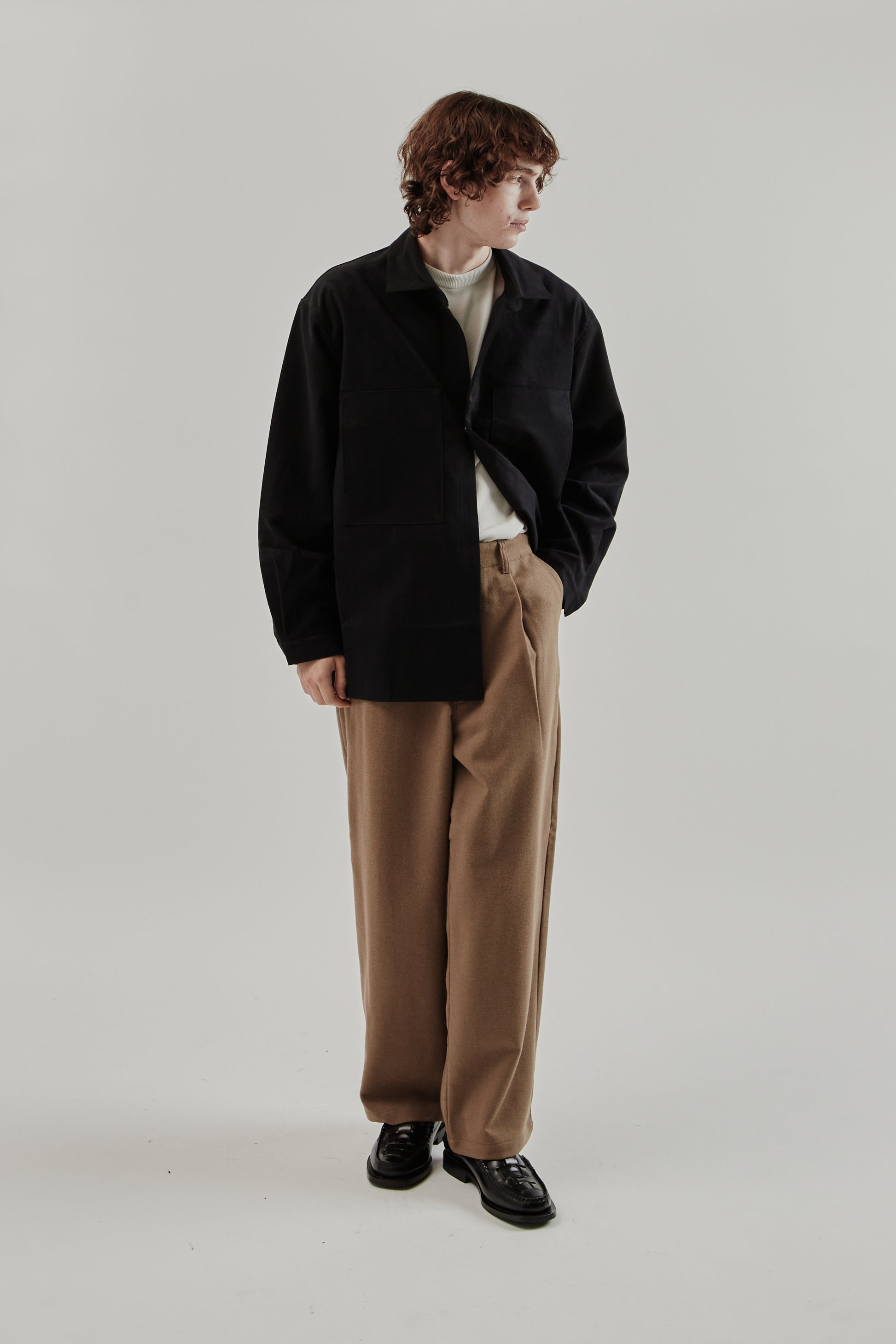Still By Hand FW25 Synthetic Leather Overshirt Ink Black 12