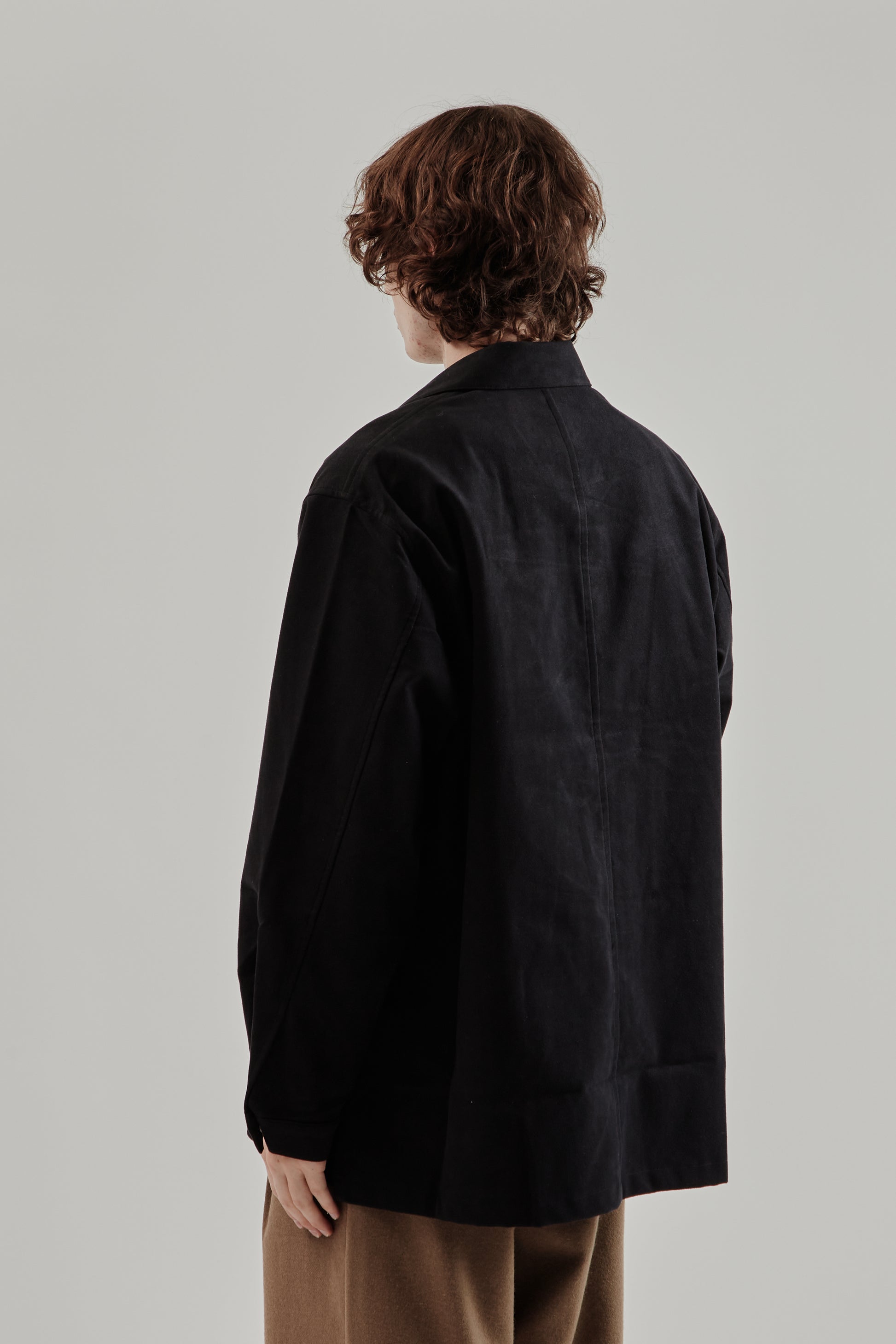 Still By Hand FW25 Synthetic Leather Overshirt Ink Black 4