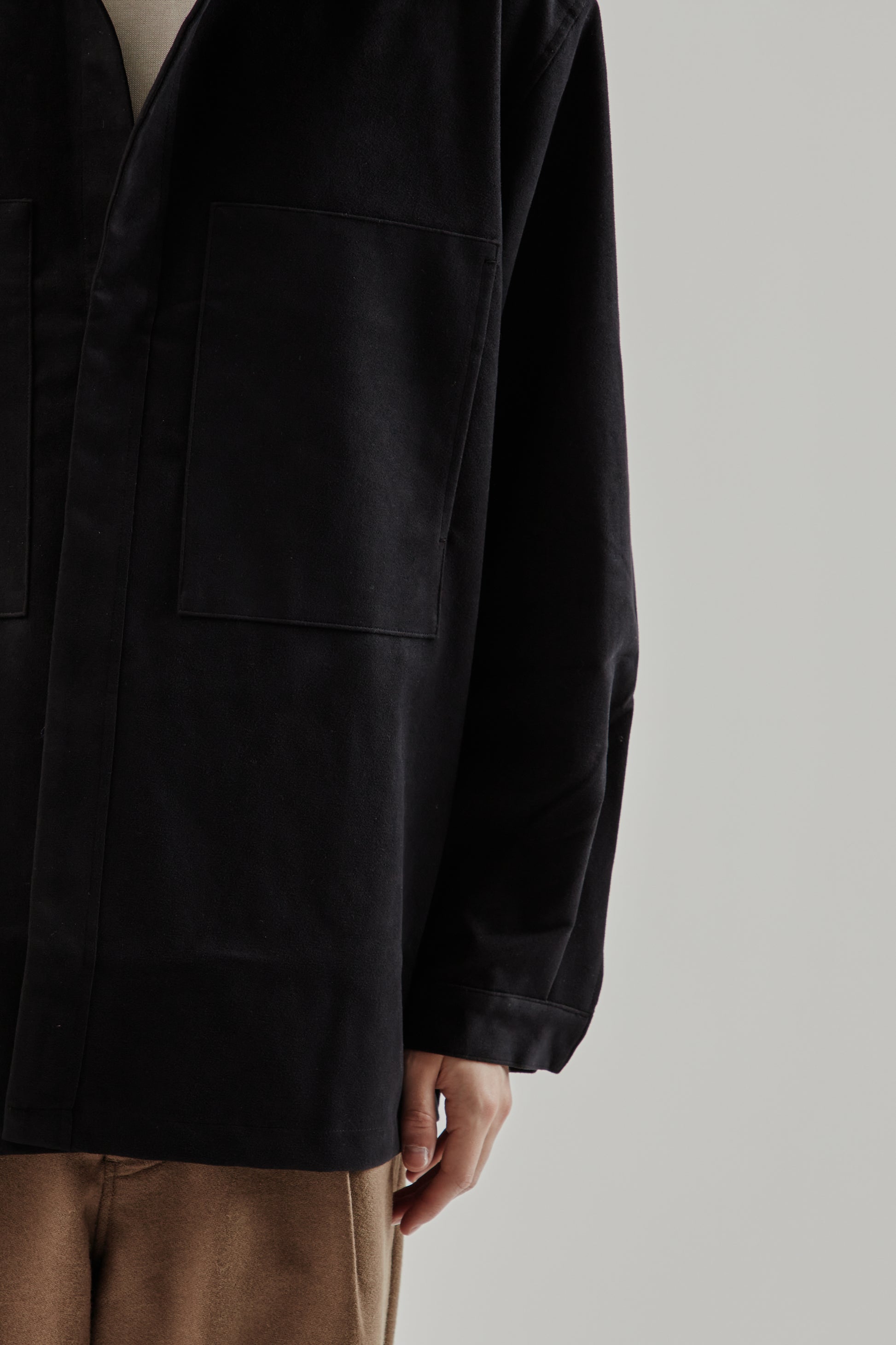Still By Hand FW25 Synthetic Leather Overshirt Ink Black 8