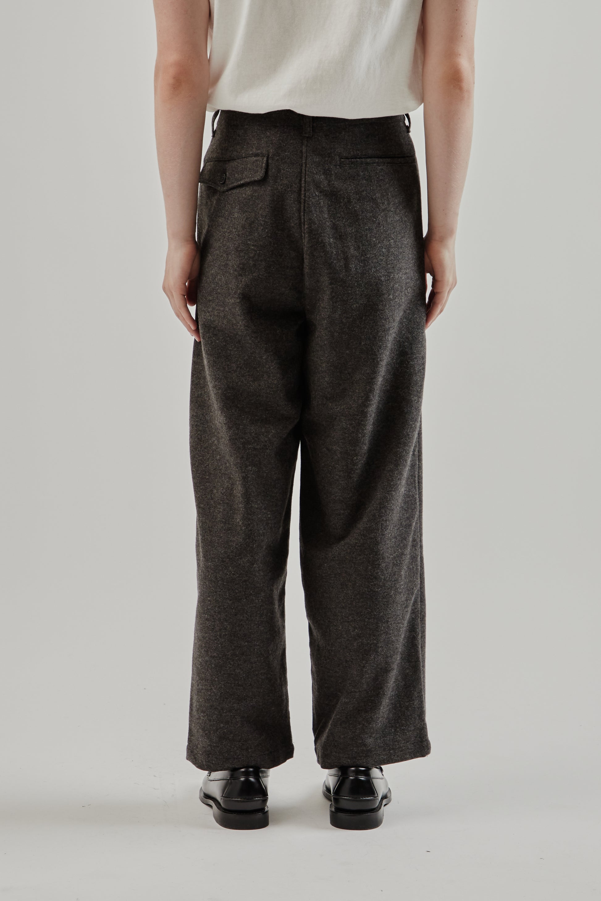 Still By Hand FW25 Wool Nylon Wide Pants Brown Charcoal 13