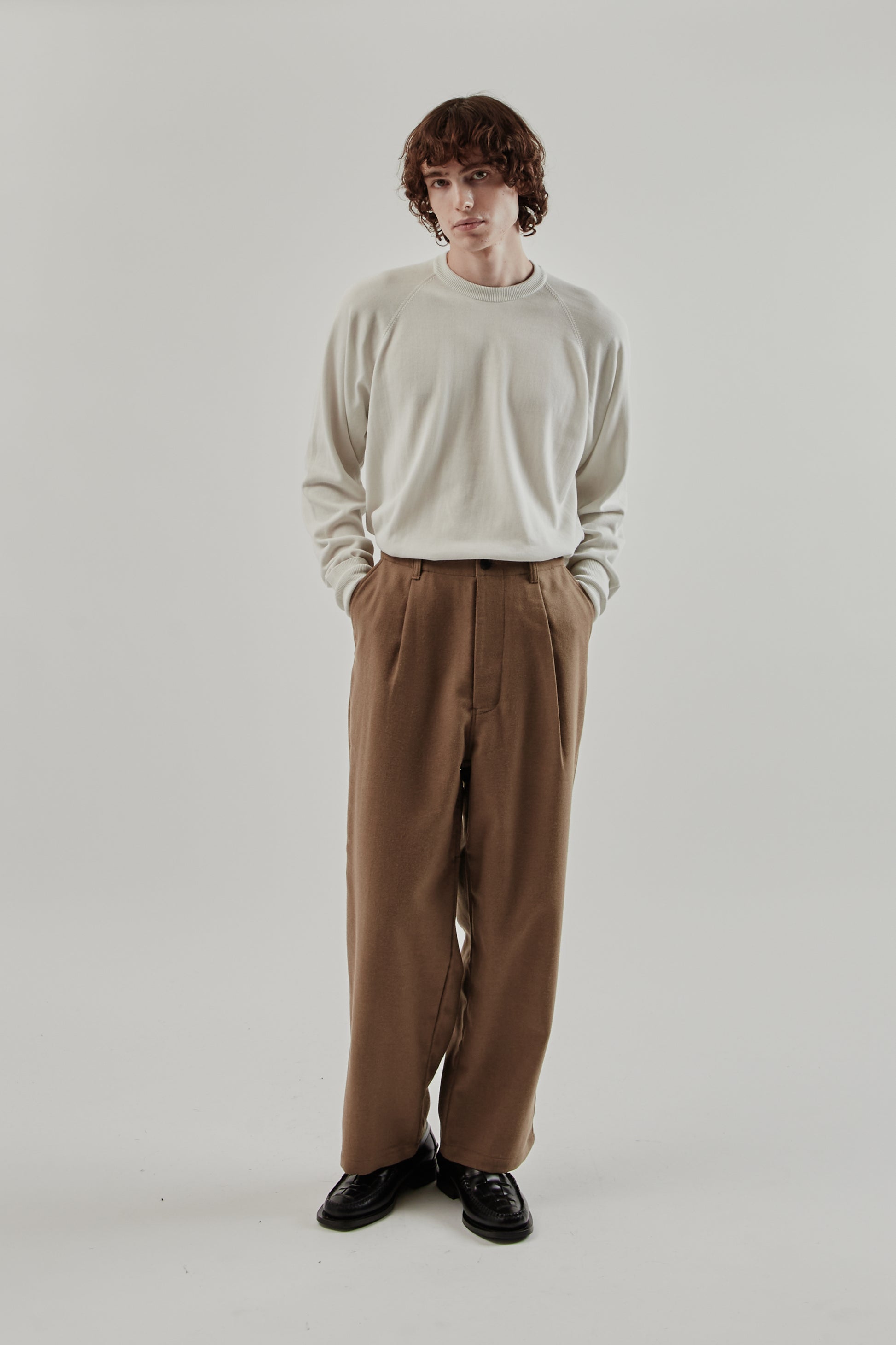 Still By Hand FW25 Wool Nylon Wide Pants Khaki Beige 8