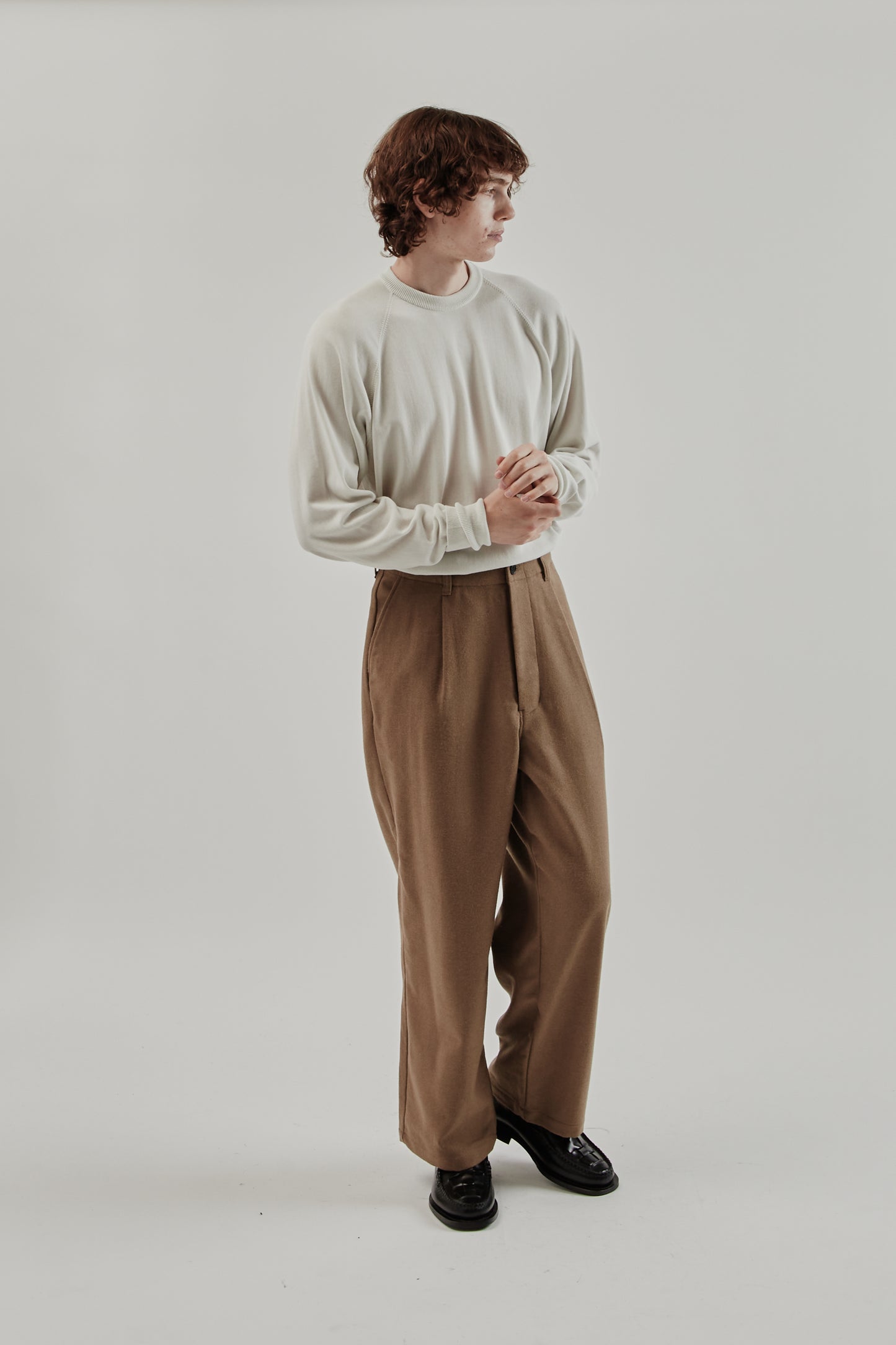Still By Hand FW25 Wool Nylon Wide Pants Khaki Beige 9