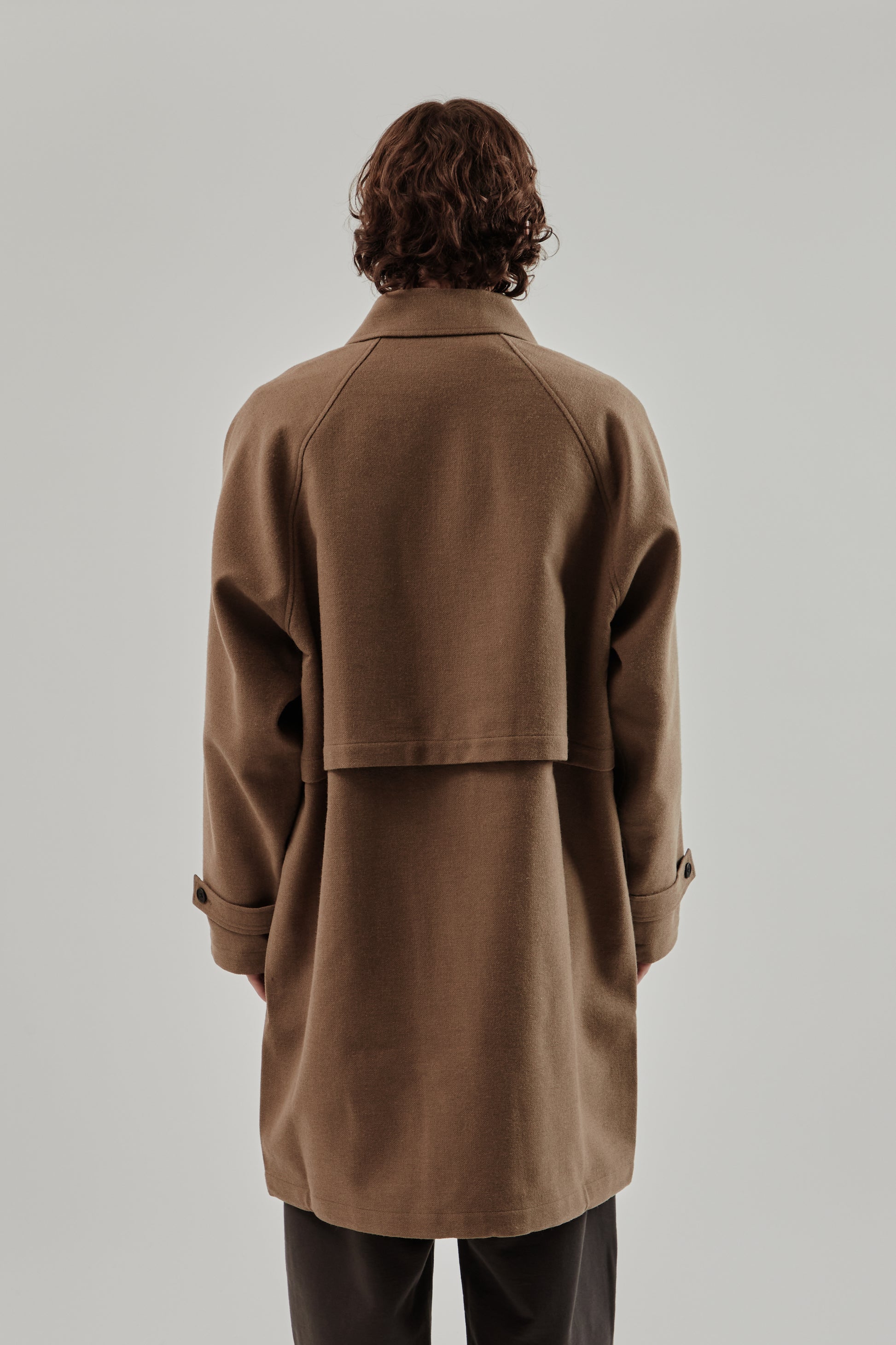 Still By Hand FW25 Wool Nylon bal Collar Coat Khaki Beige 5